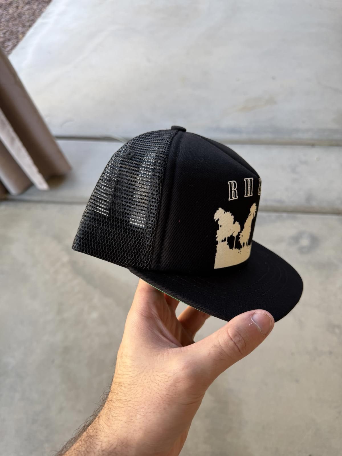 Rhude Rhude Thousand Palms Trucker Hat Black Snapback Mesh Cap Size ONE SIZE - 2 Thumbnail