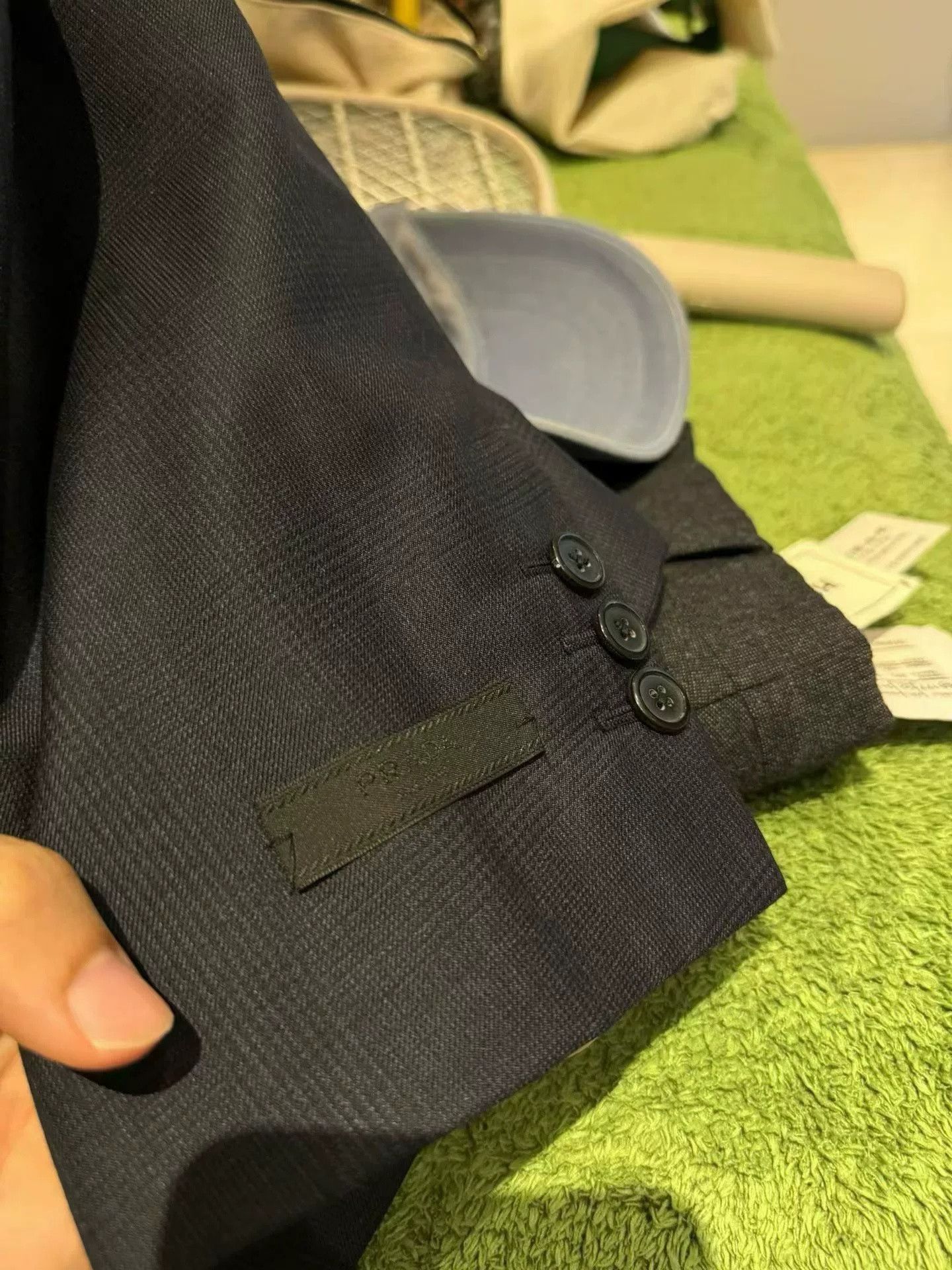 Prada Prada Black Pinstripe Triangle Logo Suit Jacket Size US M / EU 48-50 / 2 - 3 Thumbnail