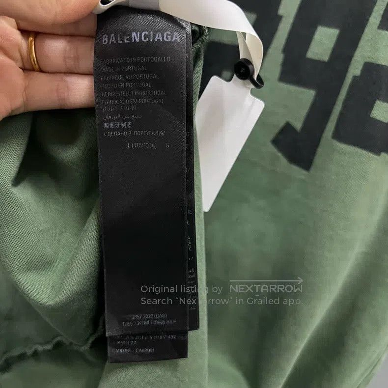 Balenciaga Balenciaga Green tape logo printed short sleeve Size US L / EU 52-54 / 3 - 4 Thumbnail
