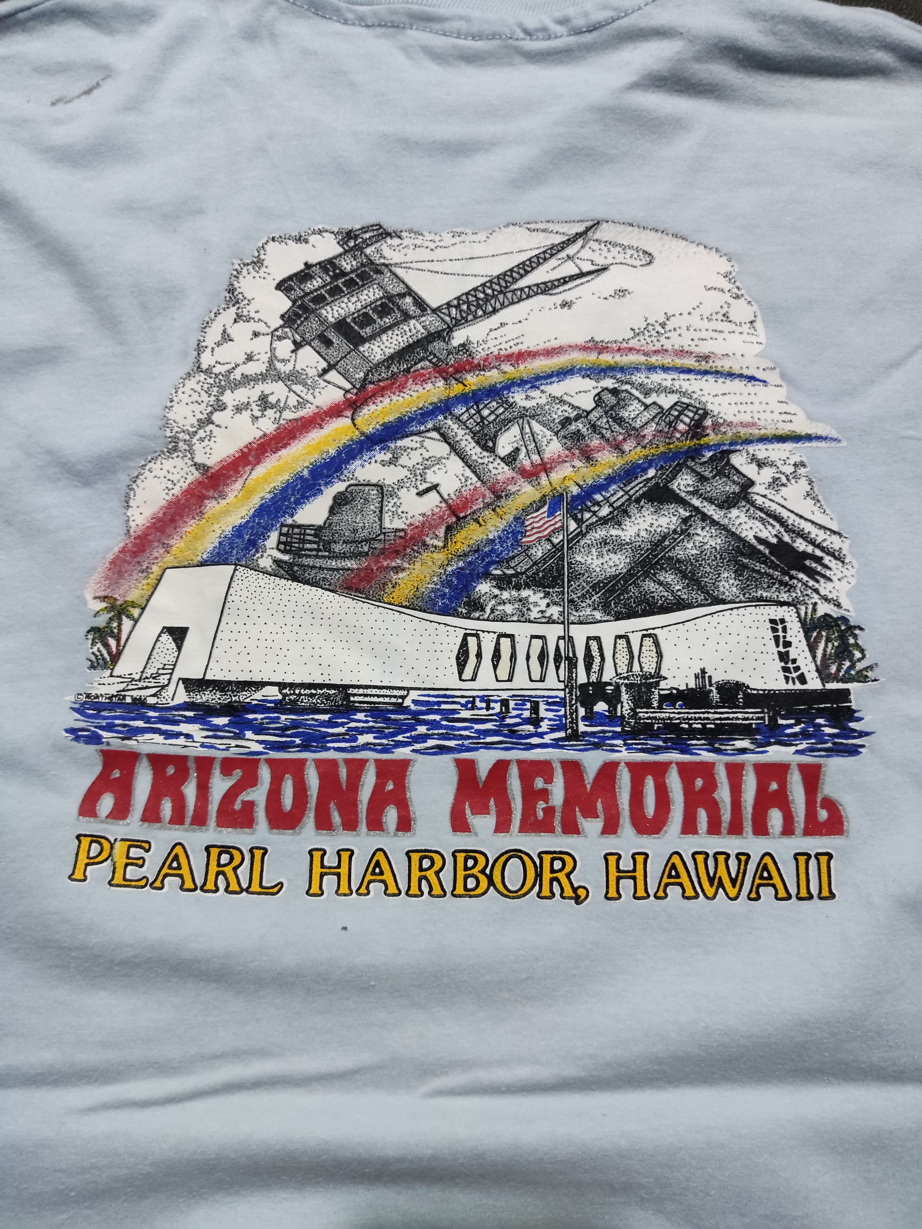 Rainbow × Vintage VTG Hanes USS Arizona BB-39 Pearl Harbor T Shirt Size US L / EU 52-54 / 3 - 3 Thumbnail