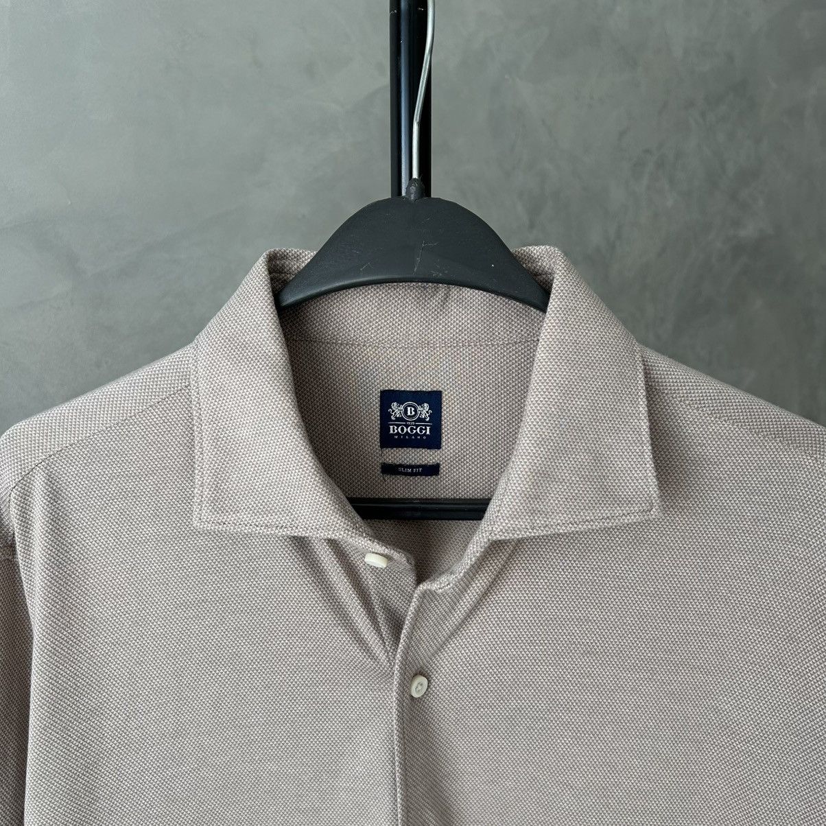 Boggi 💵 Boggi Milano Oldmoney Slim Fit Beige Shirt Size US XL / EU 56 / 4 - 3 Thumbnail