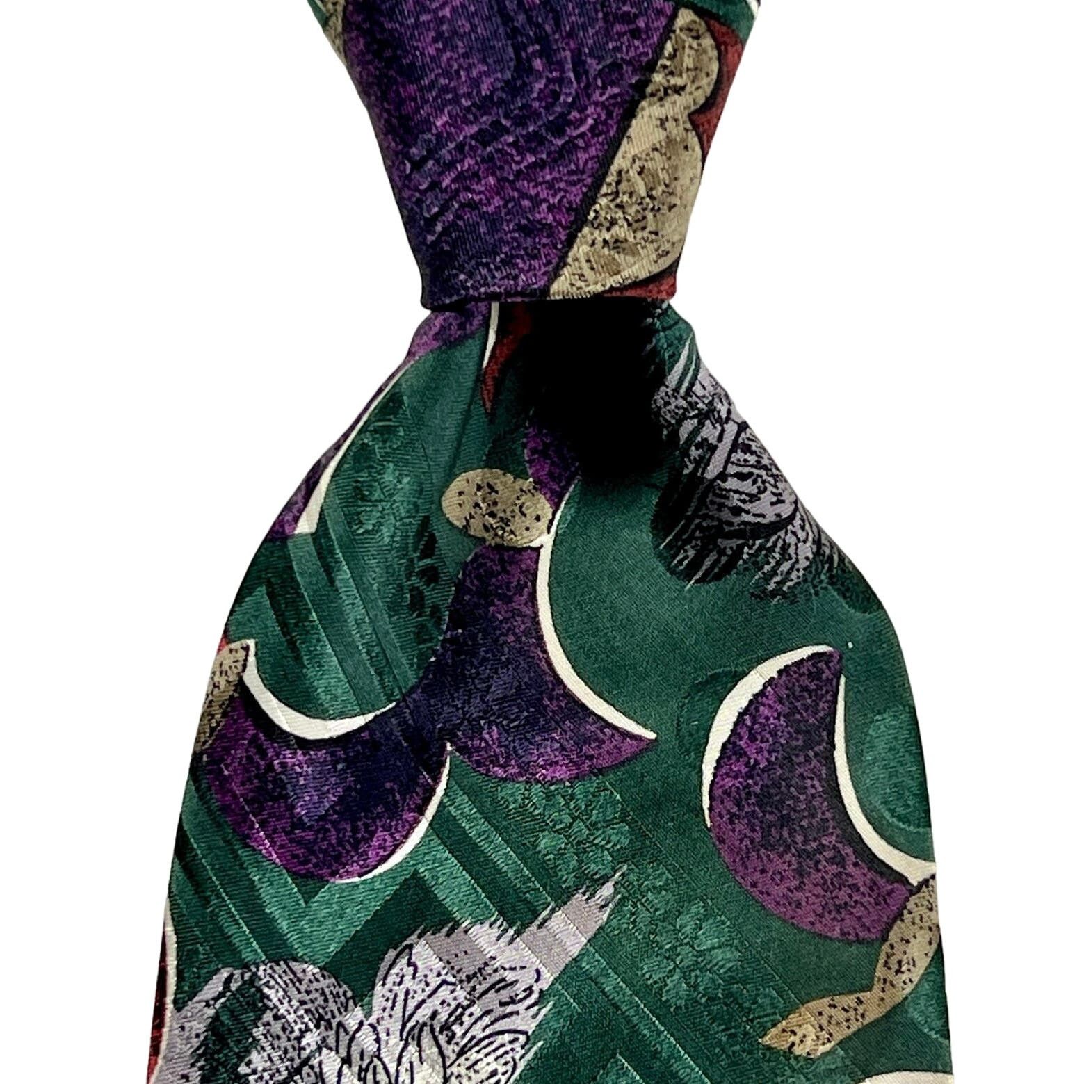 Christian Dior Monsieur Christian Dior Monsieur Tie Green Purple 100% Silk Necktie Size ONE SIZE - 4 Thumbnail