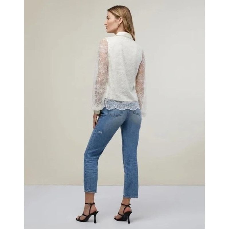 Other Rachel Parcell Lace Cream Satin Button Down Medium Size M / US 6-8 / IT 42-44 - 3 Thumbnail