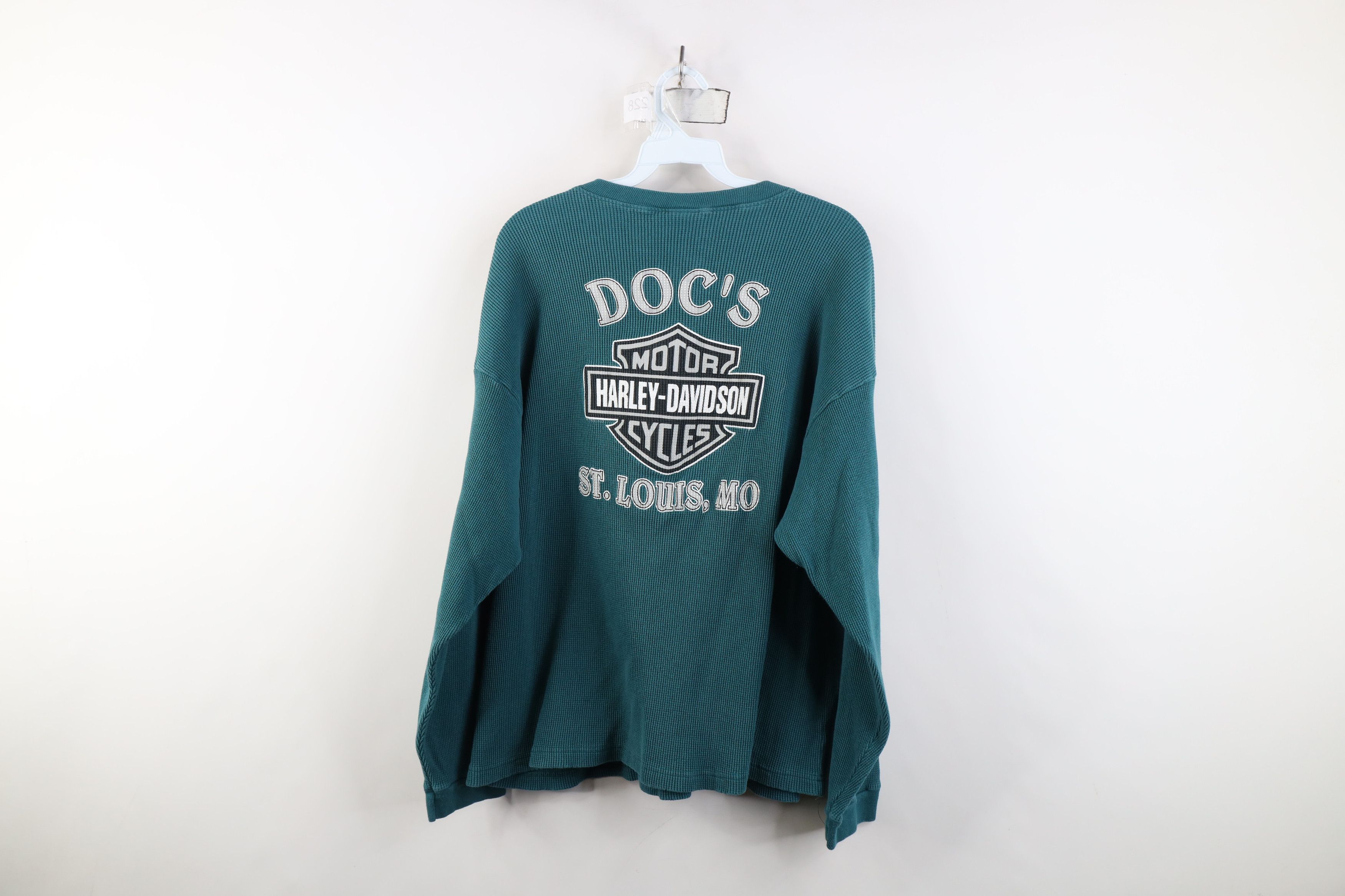 Harley Davidson Vintage 90s Harley Davidson Waffle Knit Henley T-Shirt USA Size US XXL / EU 58 / 5 - 11 Thumbnail