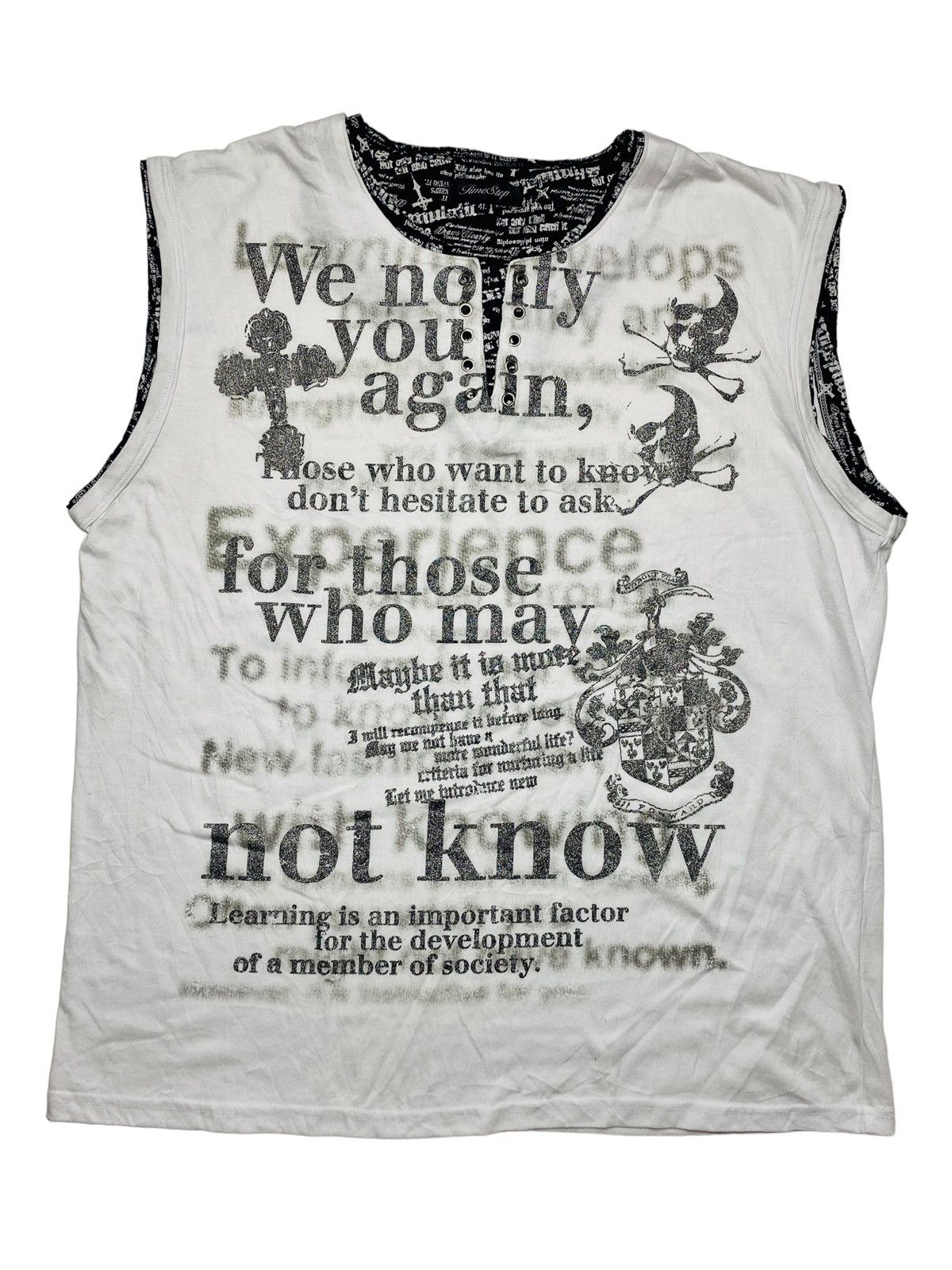 image of 20471120 x Beauty Beast 2000S Time Step - Glitter Poem Skull Tank Top in White, Men's (Size Large)