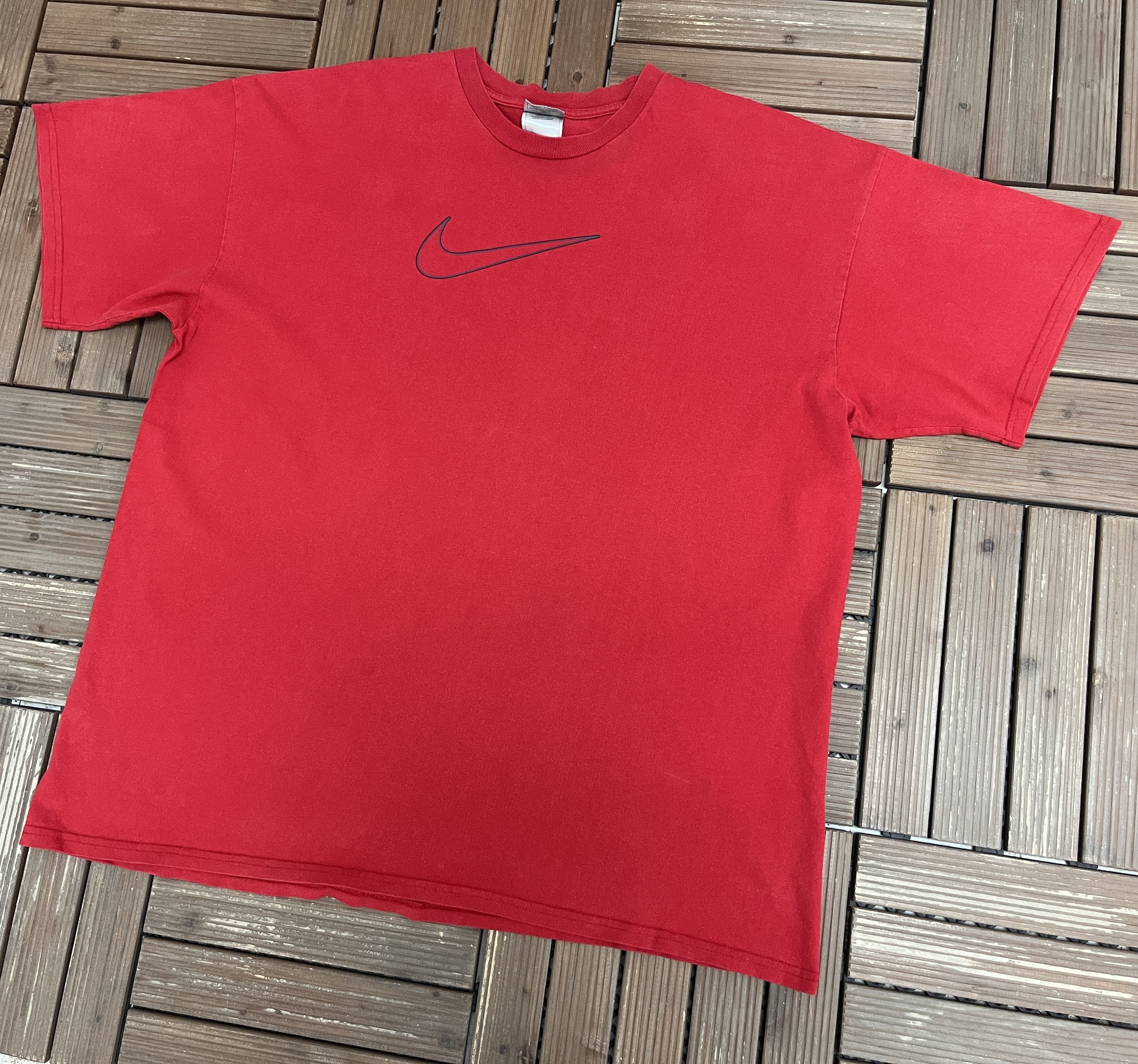 Nike × Vintage Nike Big Swoosh Vintage Red T-Shirt Tee Size US XXL / EU 58 / 5 - 3 Thumbnail