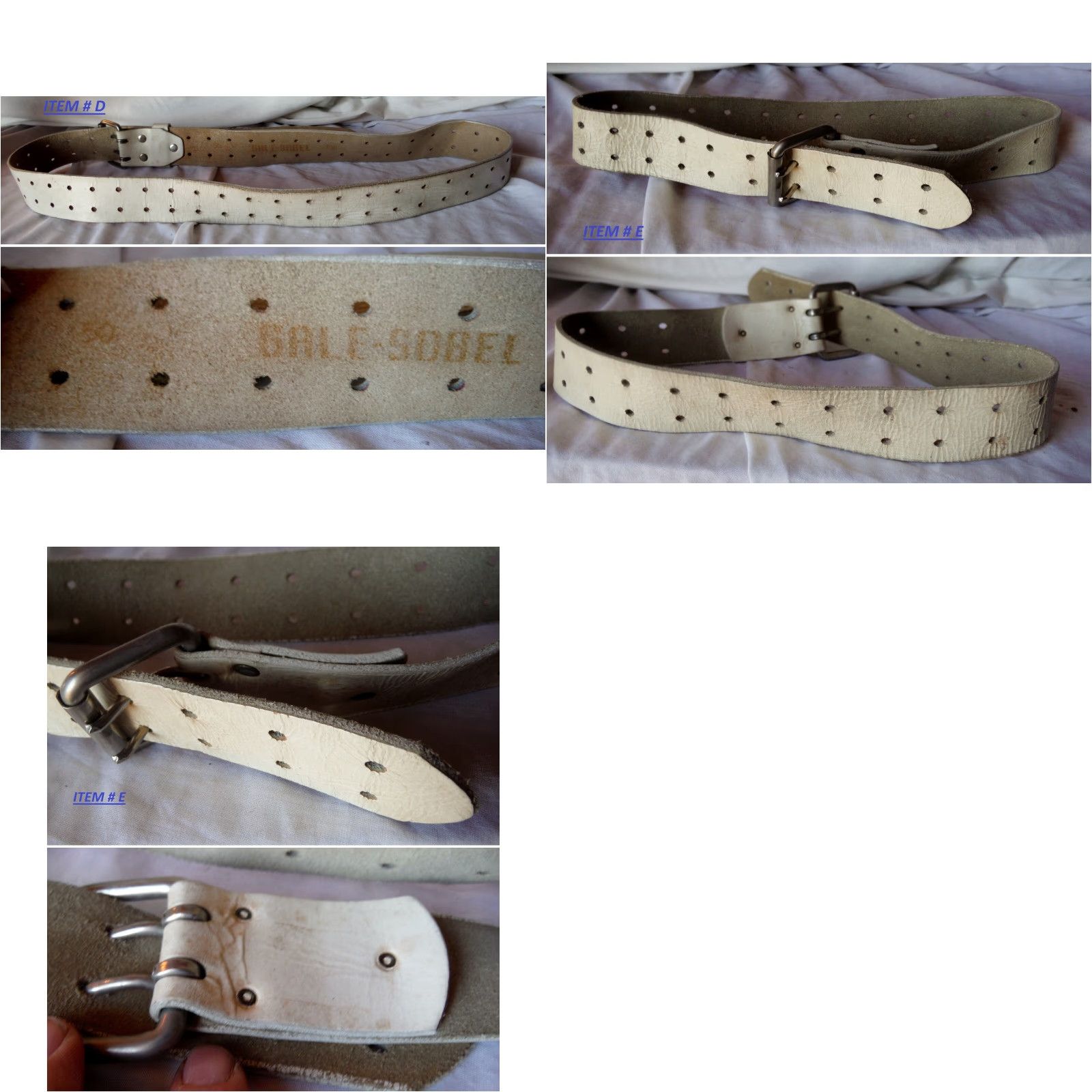 Vintage VINTAGE 70s USA Themed Belts - White Leather Vinyl Stripes Handcrafted Waist Accessories for Adults Small to 50 Size Size ONE SIZE - 8 Thumbnail