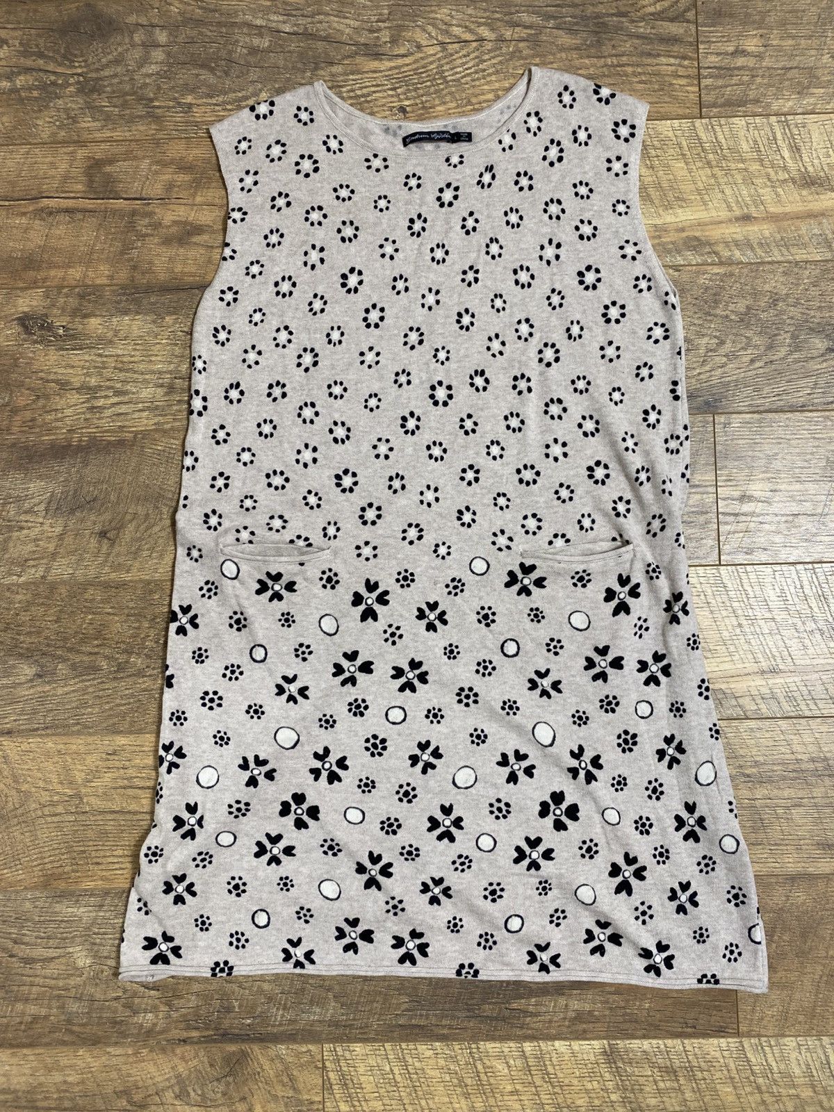 Gudrun Sjoden Organic Cotton Floral Knit Boho Dress Large