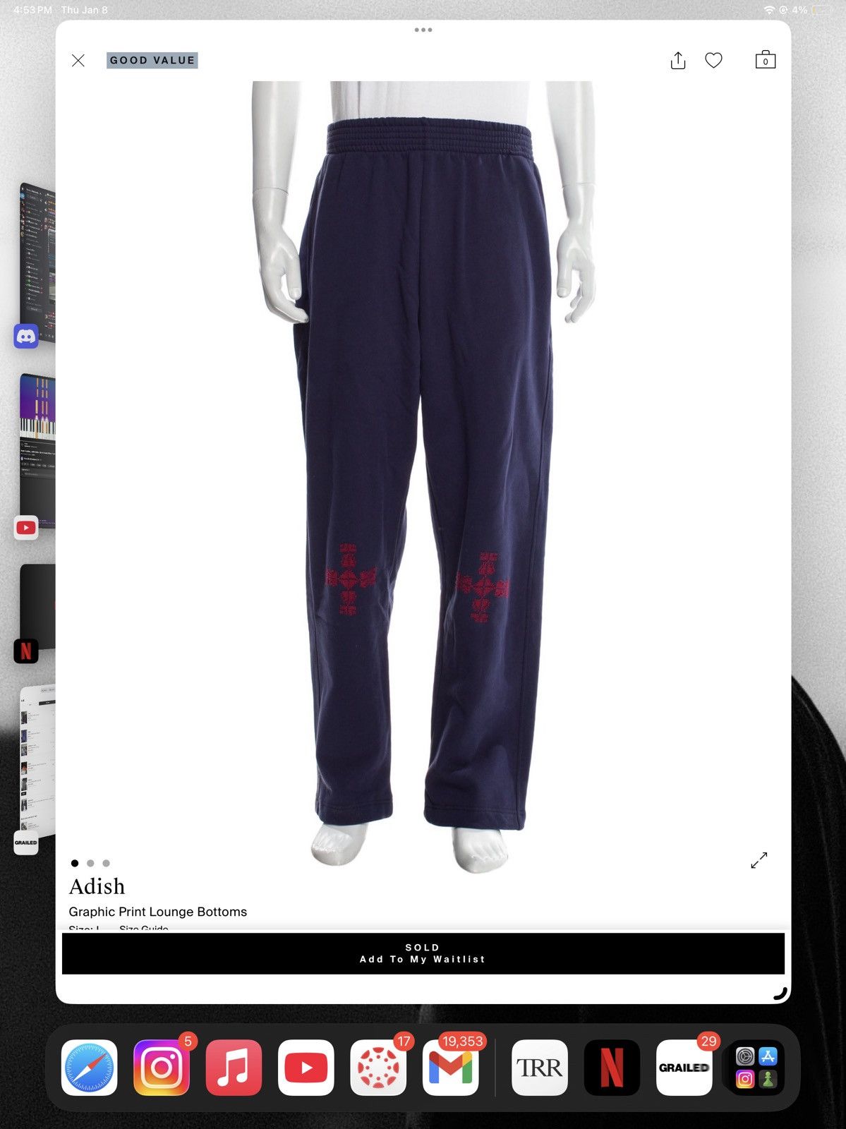 Adish Adish straight leg sweat pants Size US 30 / EU 46 - 2 Thumbnail