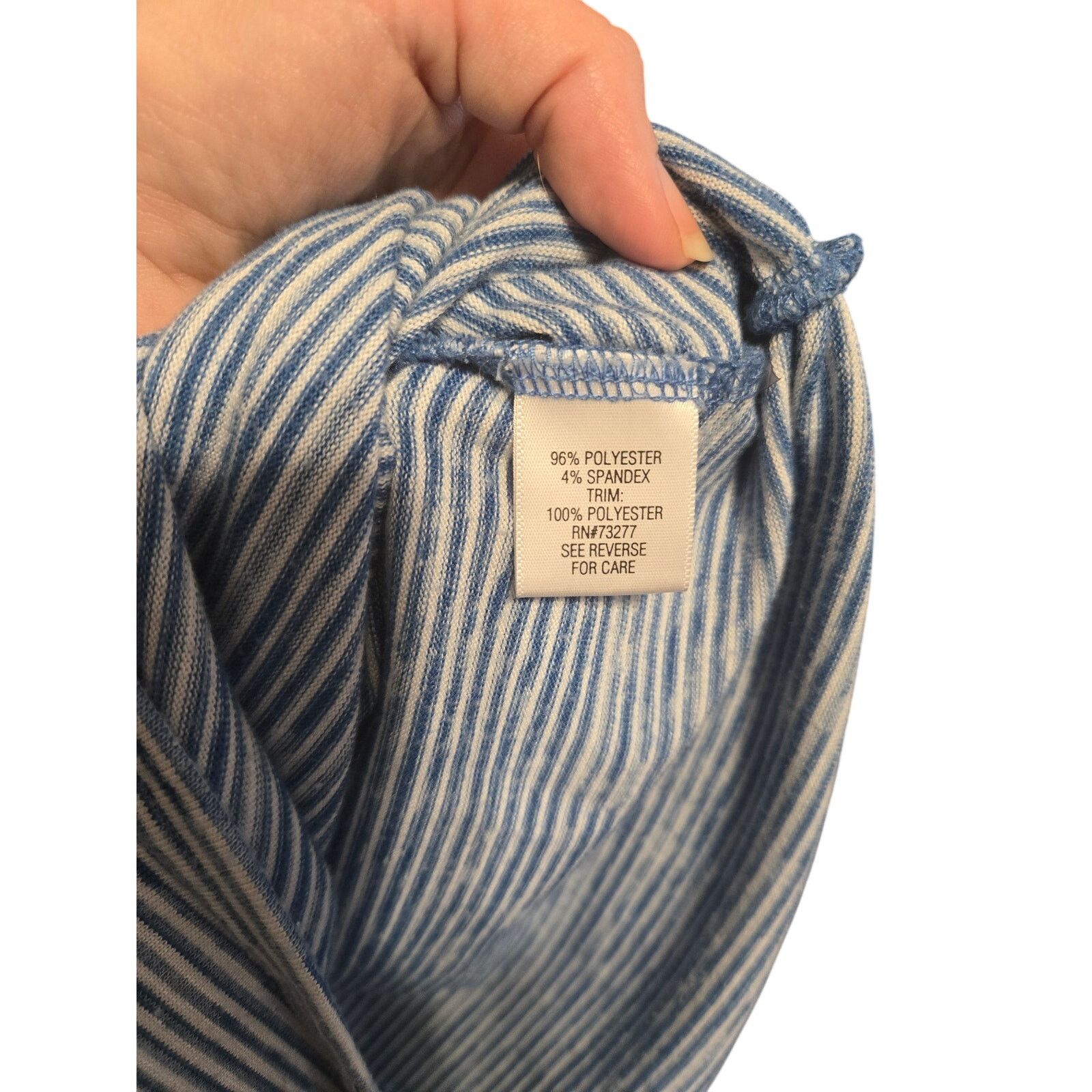 Croft & Barrow Croft & Barrow Blue White Striped Ruched Side Tee 1X Size XL / US 12-14 / IT 48-50 - 8 Thumbnail