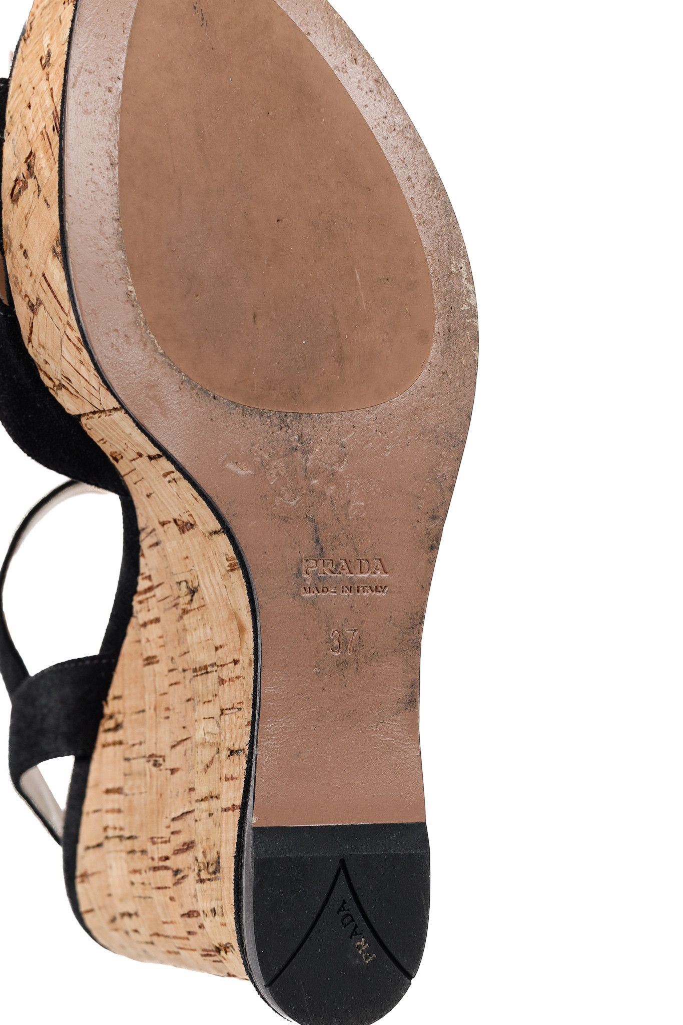 Prada Prada Nero Scamosciato Suede Cork Wedge Sandals Size US 6.5 / IT 36.5 - 5 Thumbnail