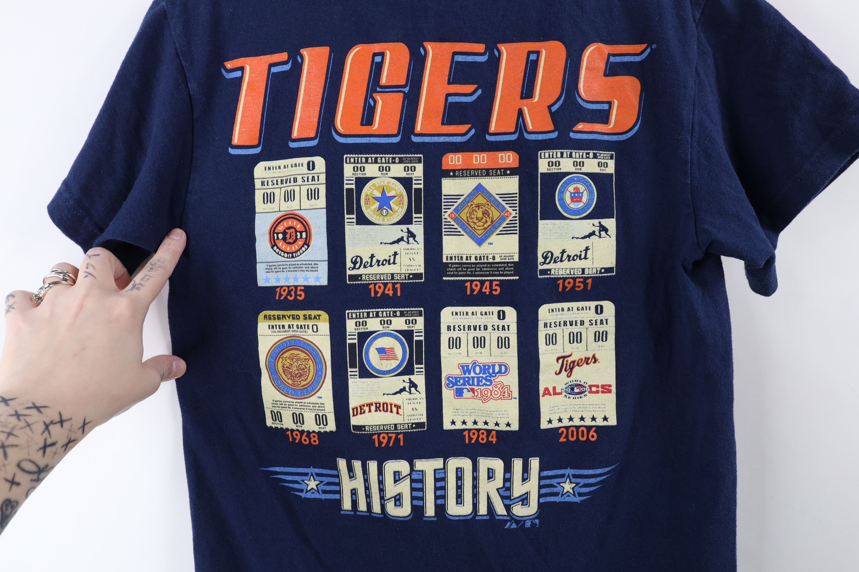 Majestic × Vintage Retro Majestic Spell Detroit Tigers Baseball T-Shirt Blue Size US XS / EU 42 / 0 - 10 Thumbnail