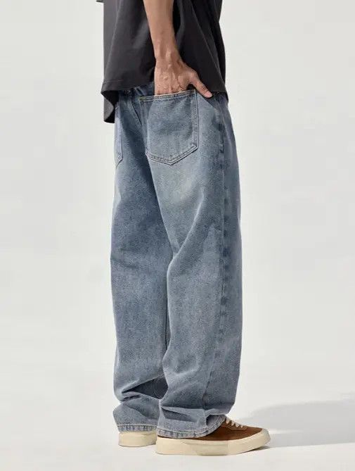 Japanese Brand eko Men's retro distressed washed all-match straight jeans Size US 32 / EU 48 - 8 Thumbnail