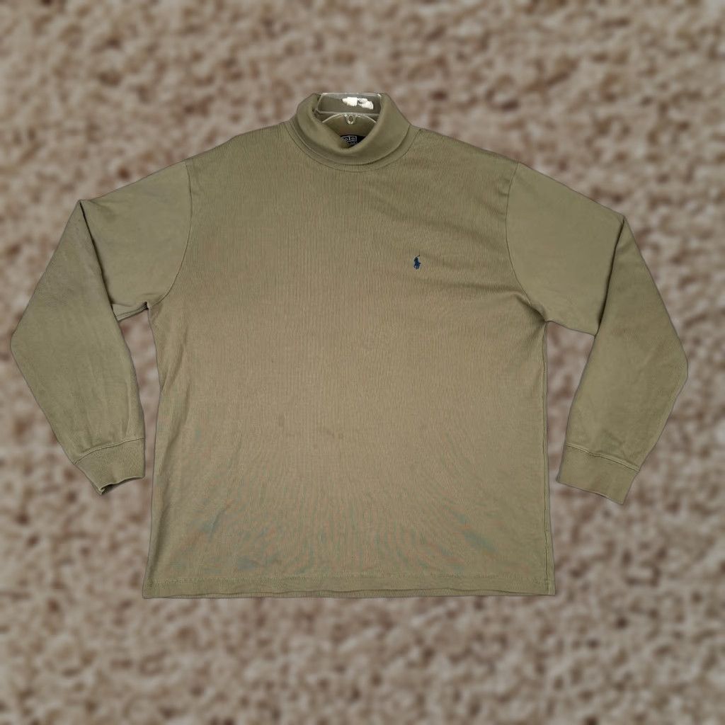 Ralph Lauren VINTAGE Ralph Lauren Shirt Men XL Green Cotton Knit Turtle Neck Logo Embroidered Size US XL / EU 56 / 4 - 1 Thumbnail