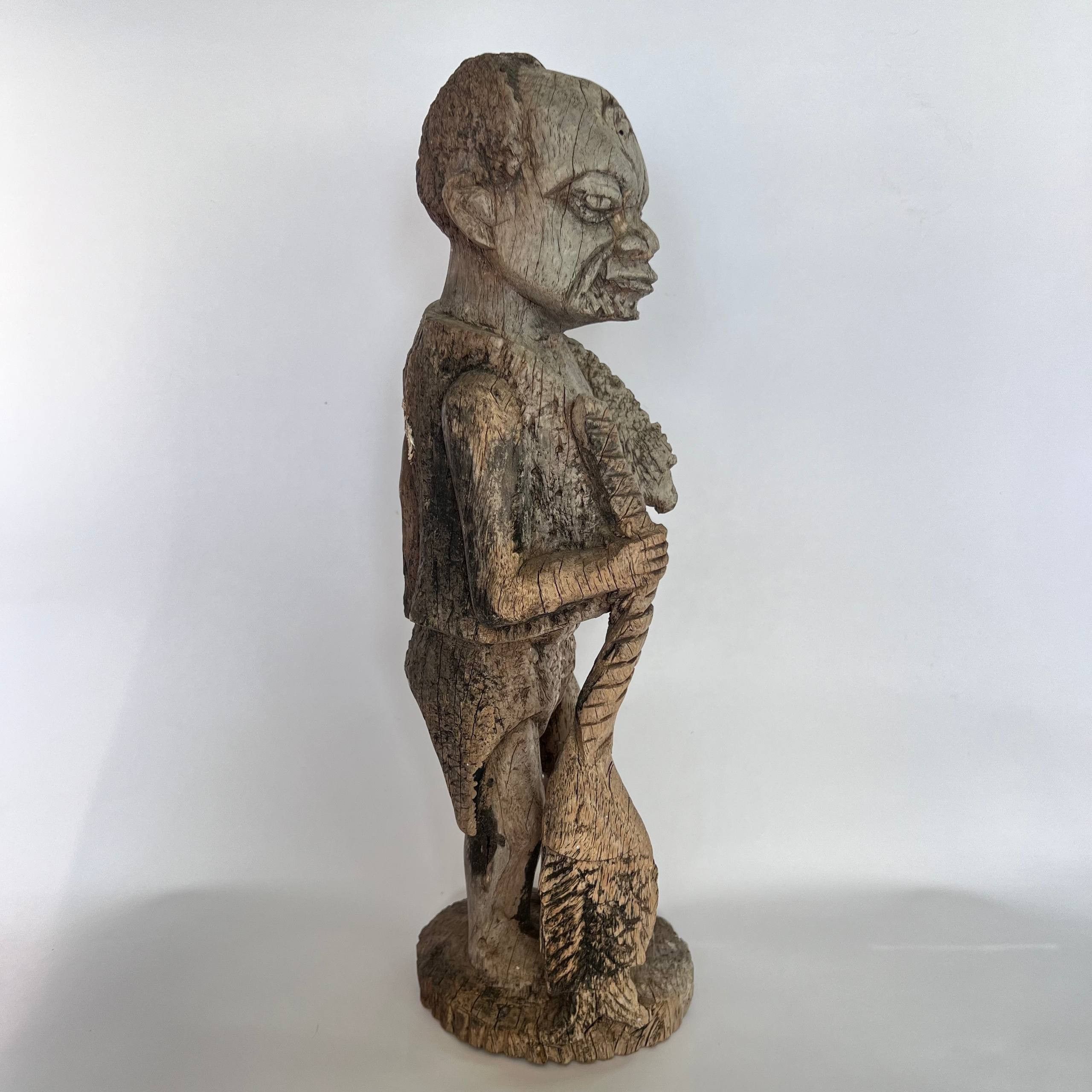 Vintage Vintage Hand-Carved African Tribal Man Wood Statue Figure Size ONE SIZE - 3 Thumbnail