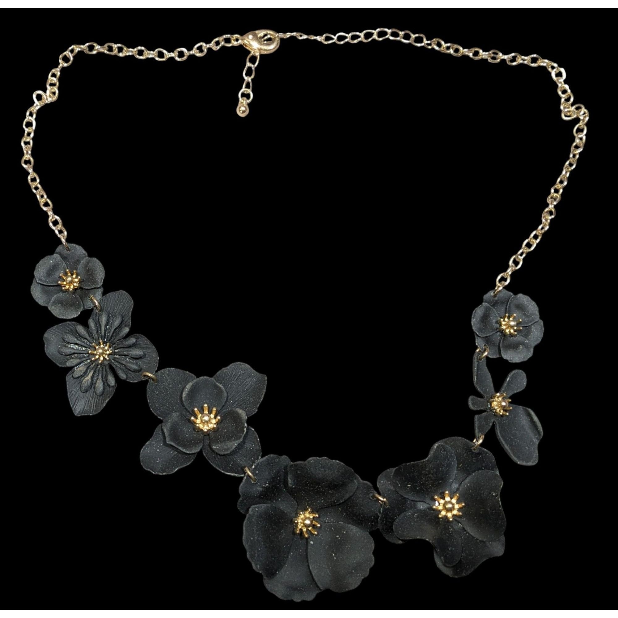 Other Whimsygoth Floral Black And Gold Tone Statement Necklace Size ONE SIZE - 1 Thumbnail