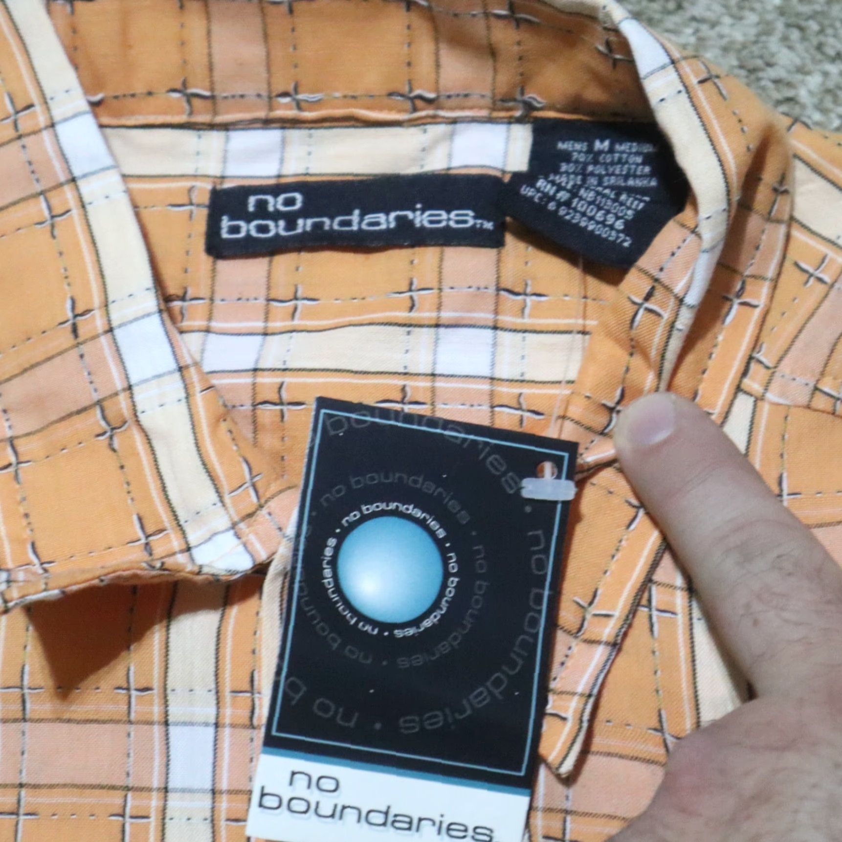 Vintage No Boundaries Shirt Adult M Orange Plaid Short Sleeve Button-Up 100% Cotton Casual Mens Size US M / EU 48-50 / 2 - 3 Thumbnail