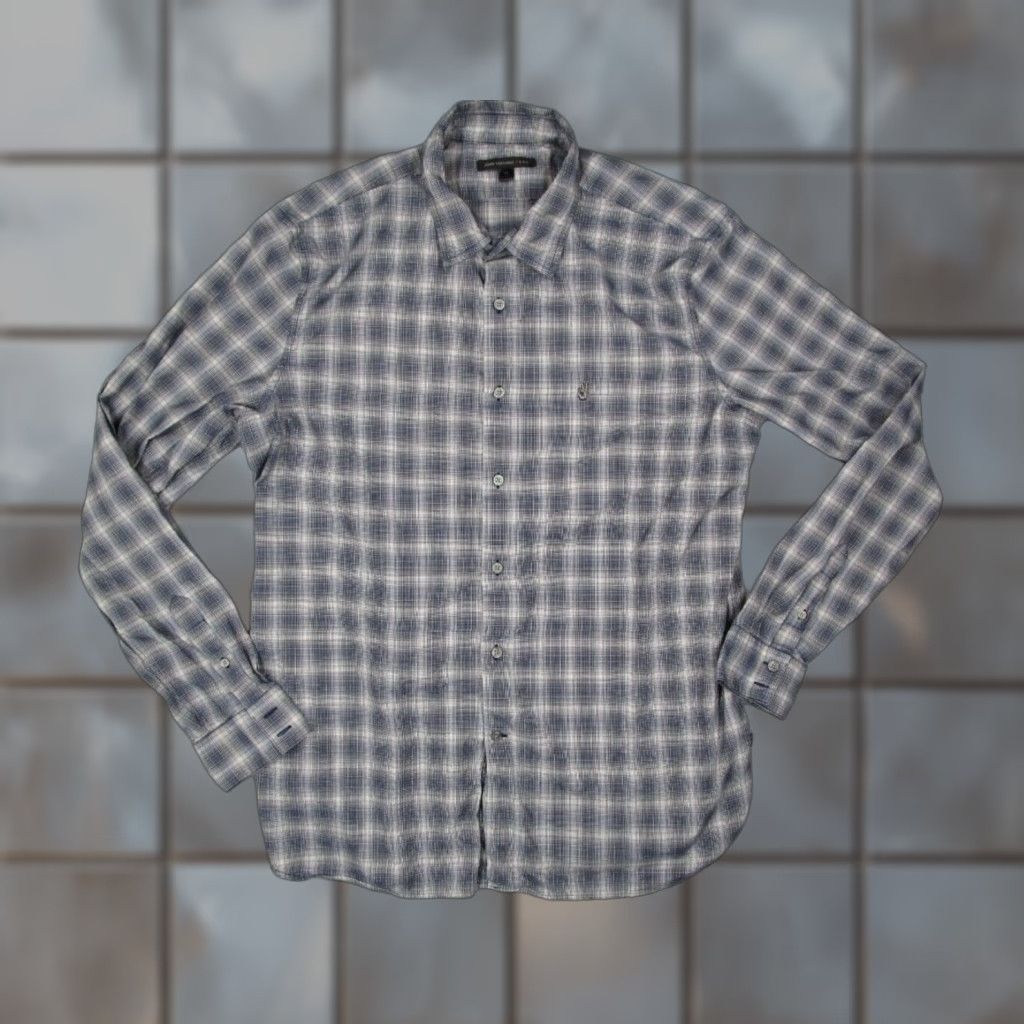 John Varvatos VINTAGE John Varvatos Star USA Shirt Men XL Blue Geometric Button Up Long Sleeve Casual Size US XL / EU 56 / 4 - 1 Thumbnail