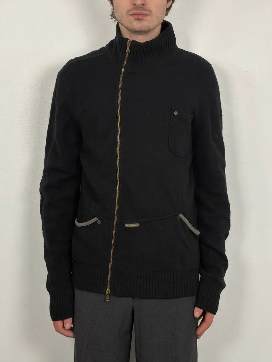 Dolce & Gabbana 2000s Dolce & Gabbana Black Asymmetrical Zip Wool Sweater Size US L / EU 52-54 / 3 - 2 Thumbnail