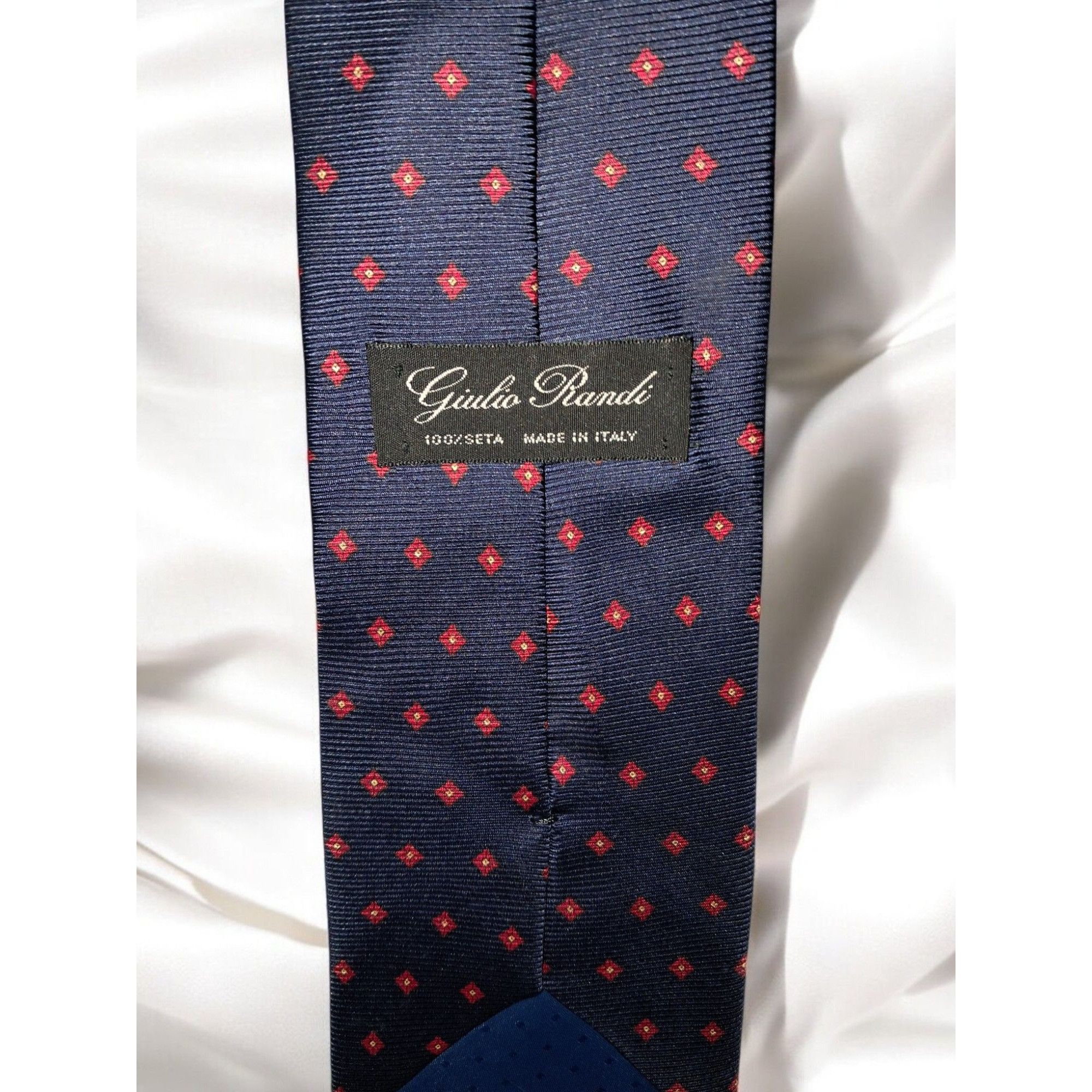 Other Guilio Randi 100% Silk Navy Blue with Red Diamond Pattern Ma Size ONE SIZE - 5 Thumbnail
