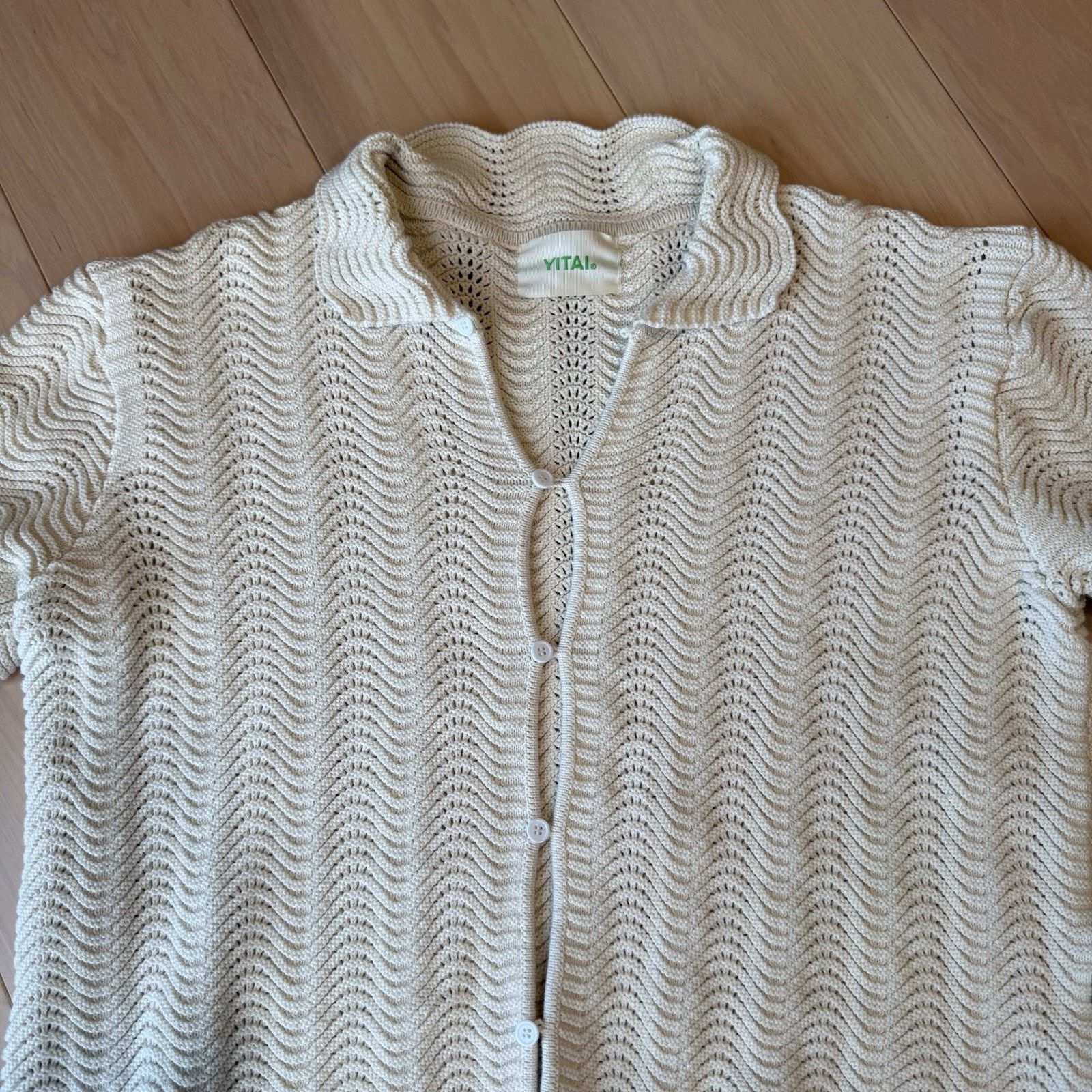 YITAI Yitai Shirt M Cream Knit Shale Stitch Button Up Minimalist Size US M / EU 48-50 / 2 - 4 Thumbnail