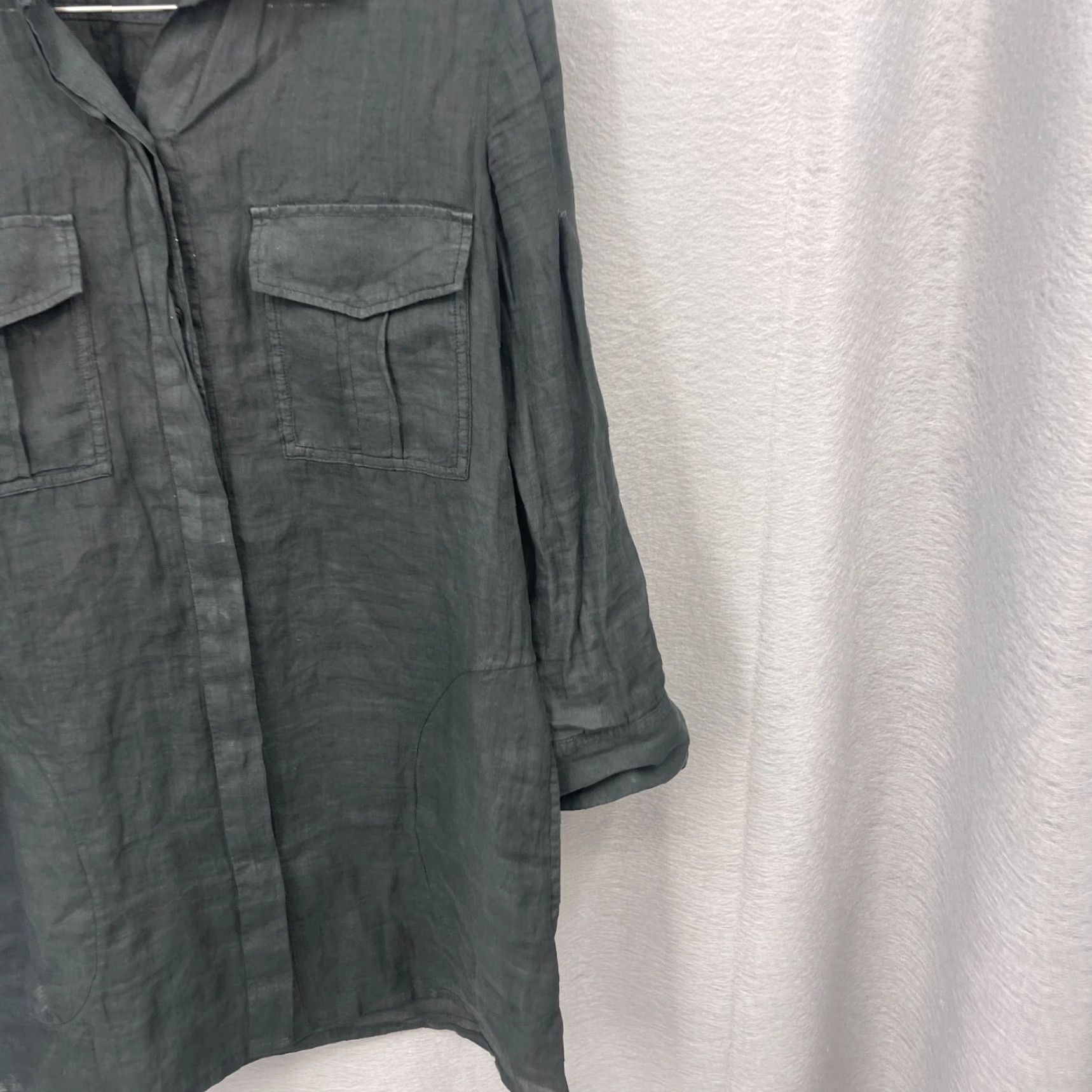 Theory Theory Dress Women 4 Black Linen Collared Long Sleeve Short Casual Business Womens Size S / US 4 / IT 40 - 3 Thumbnail