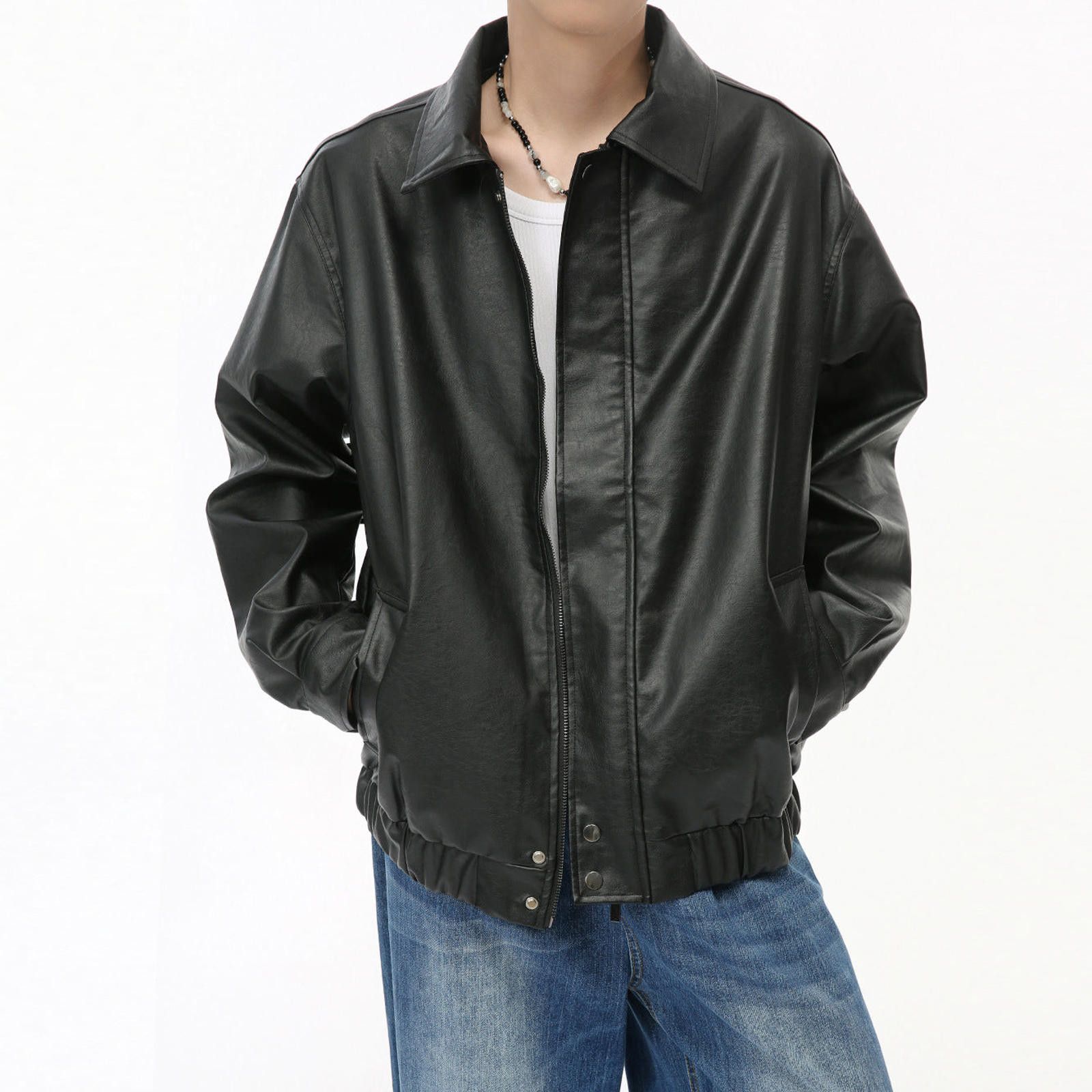 Vintage Brown Faux Leather Bomber Jacket, Relaxed Fit Outerwear Size US M / EU 48-50 / 2 - 4 Thumbnail