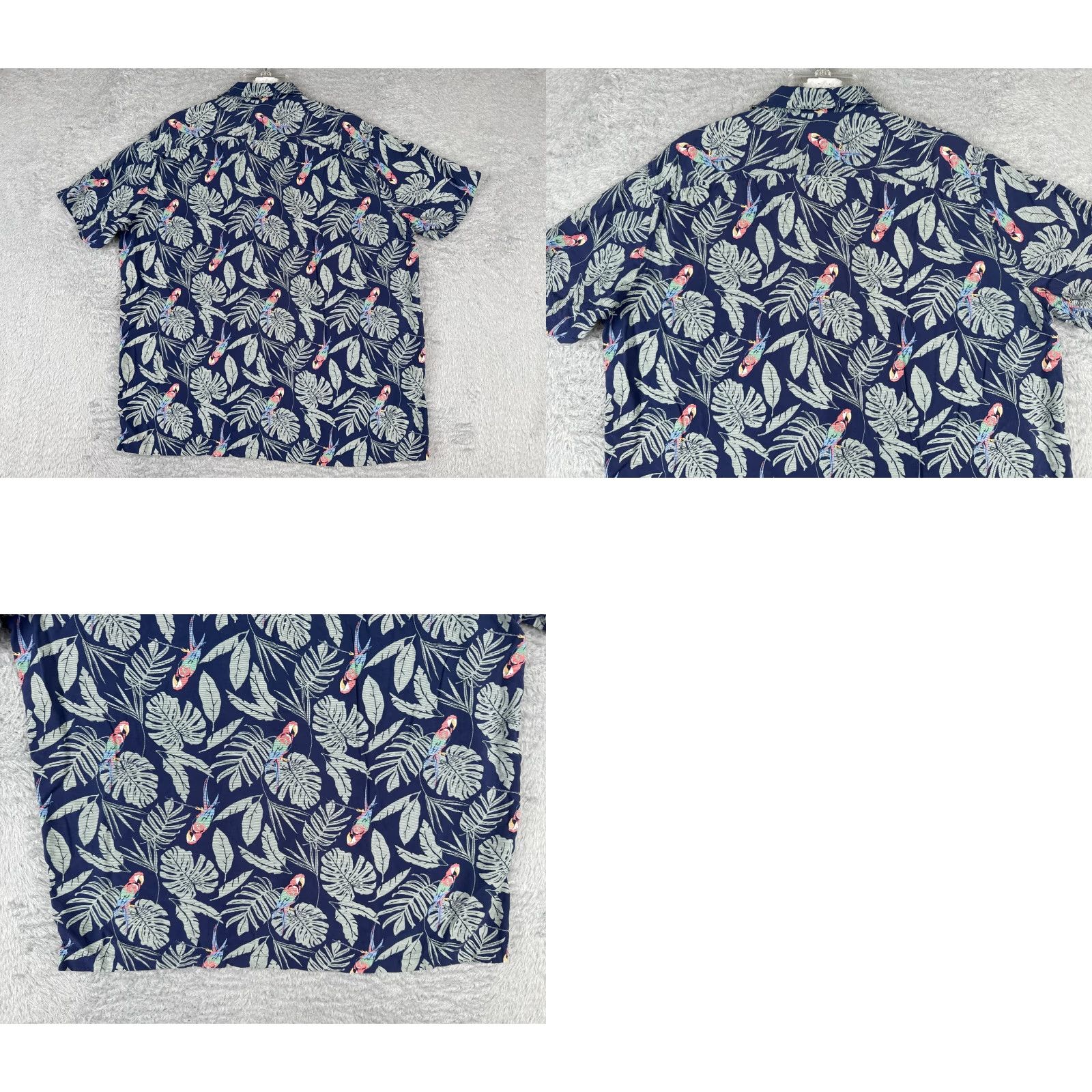 Croft & Barrow VINTAGE Croft & Barrow Shirt Mens Large Blue Palm Leaf Parrot Hawaiian Button Up Rayon Size US L / EU 52-54 / 3 - 9 Thumbnail