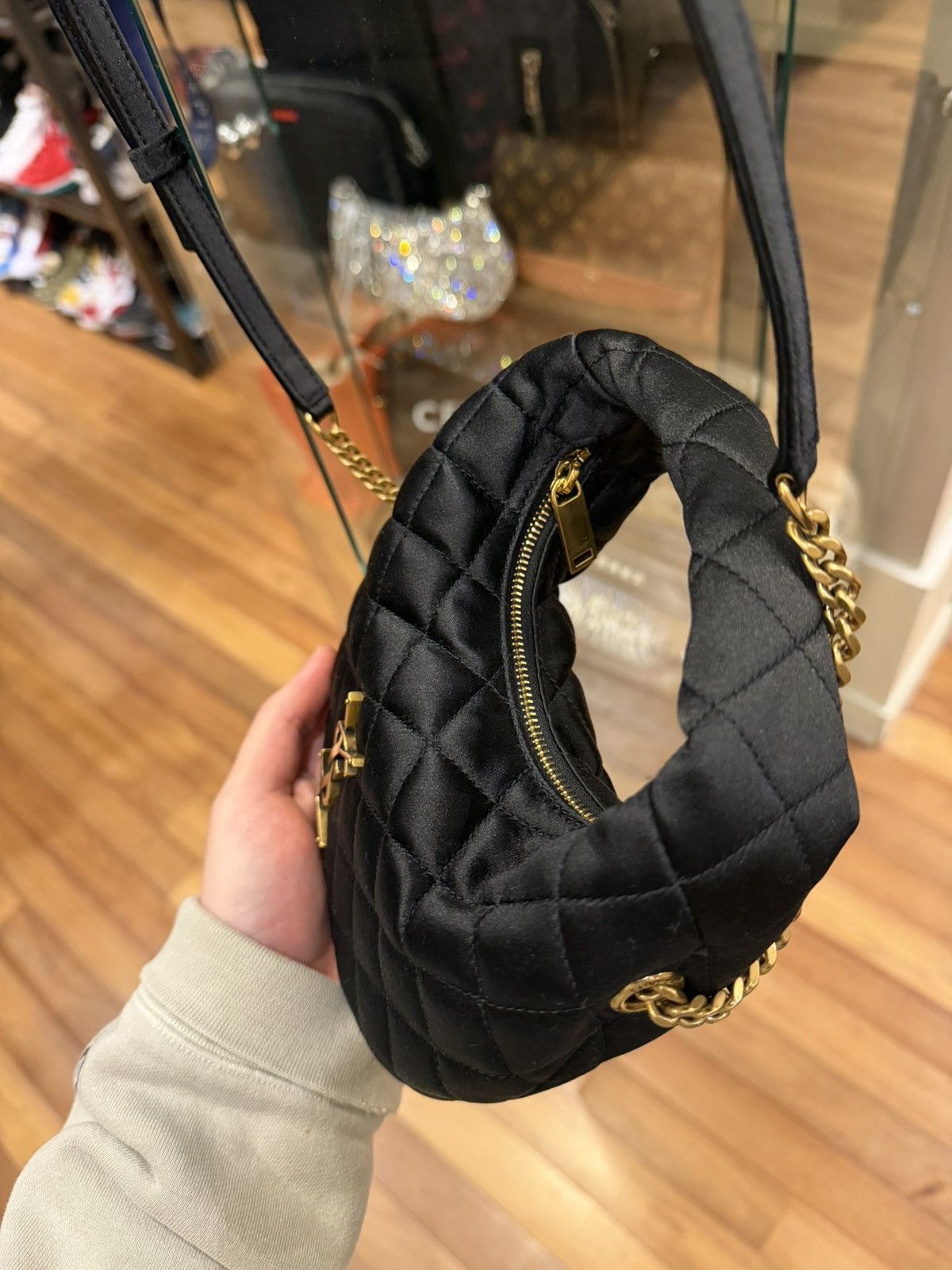 Saint Laurent Paris YSL Mini Icarino In Quilted Satin Black Size ONE SIZE - 3 Thumbnail