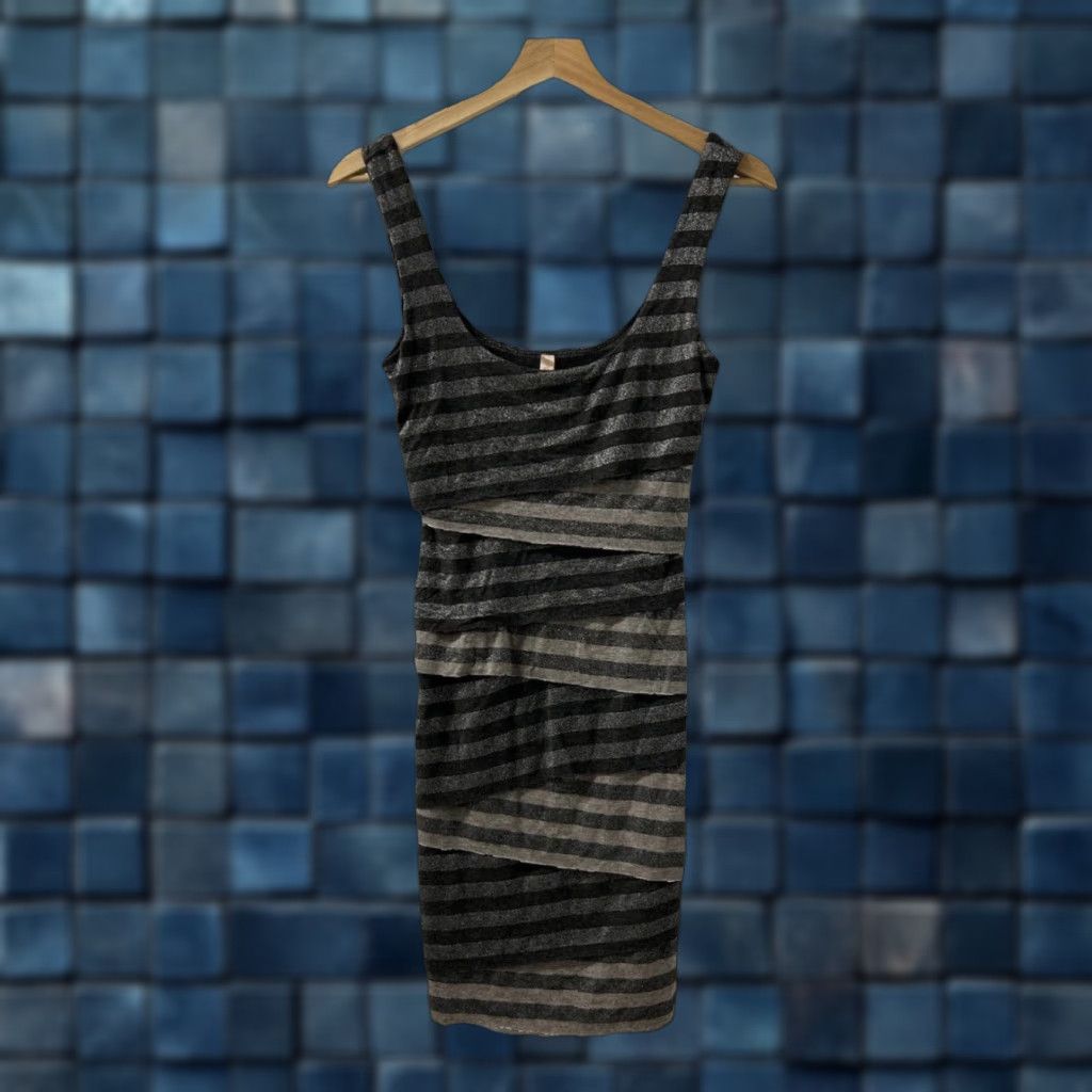 Bailey 44 Womens Bailey 44 Dress XS Gray Striped Knit Cap Sleeve Round Neck Pullover Short Length Bodycon T-Shirt Dress Casual Travel Size XS / US 0-2 / IT 36-38 - 1 Thumbnail