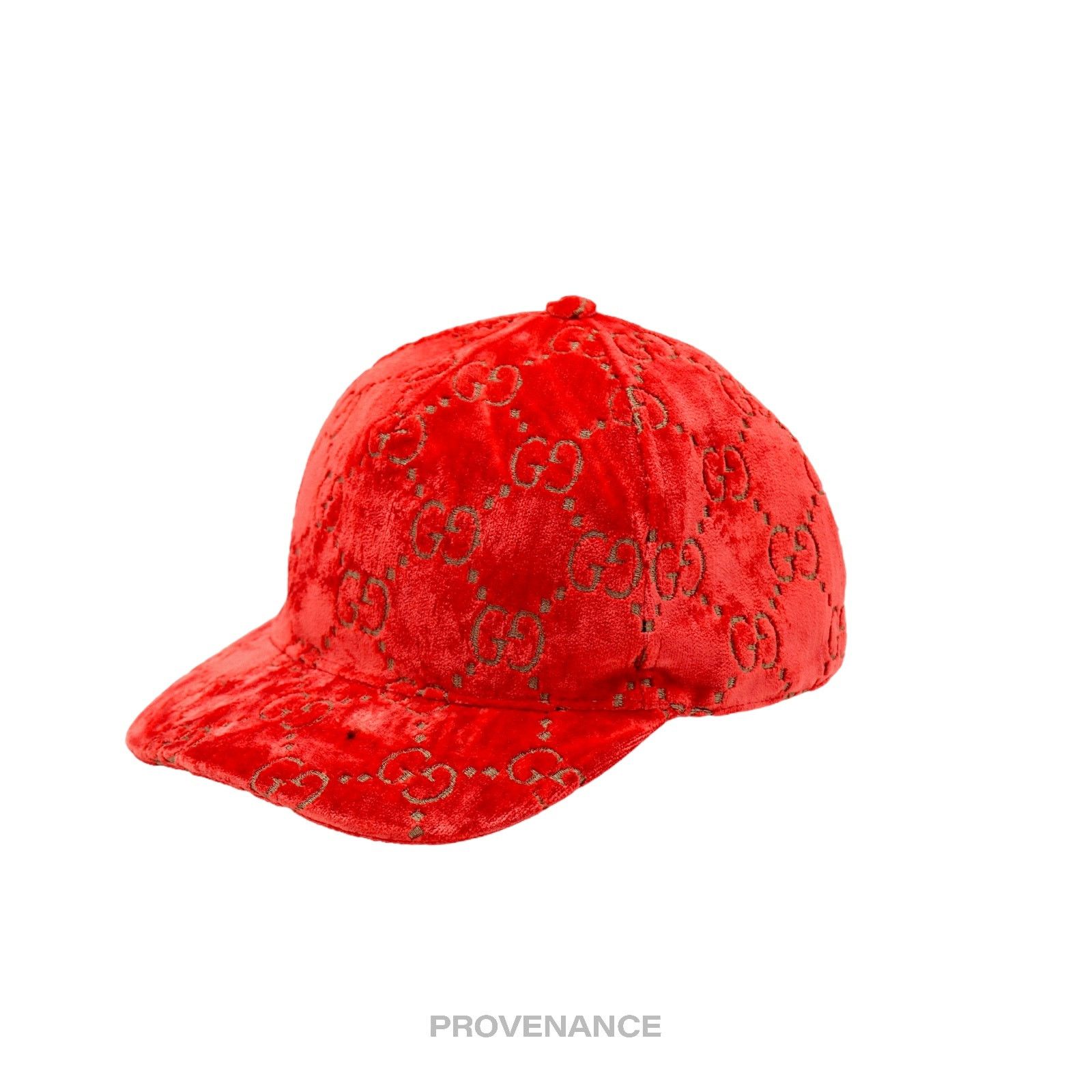Gucci 🔴 Gucci GG Monogram Canvas Velour Cap - Orange Size ONE SIZE - 2 Thumbnail