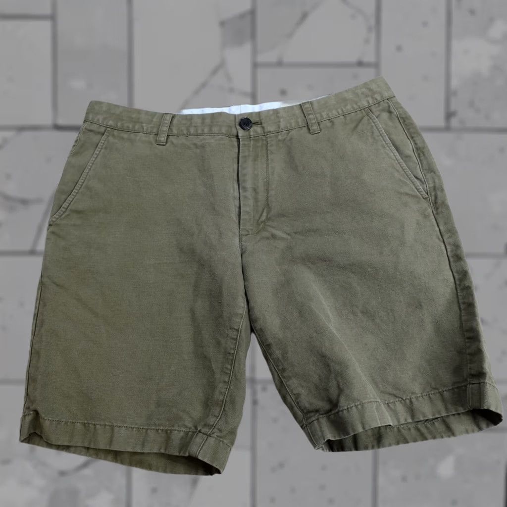 Olive Jommers Mens Chino Shorts 33 Green Olive Solid Linen Blend Baird McNutt Size US 32 / EU 48 - 1 Thumbnail