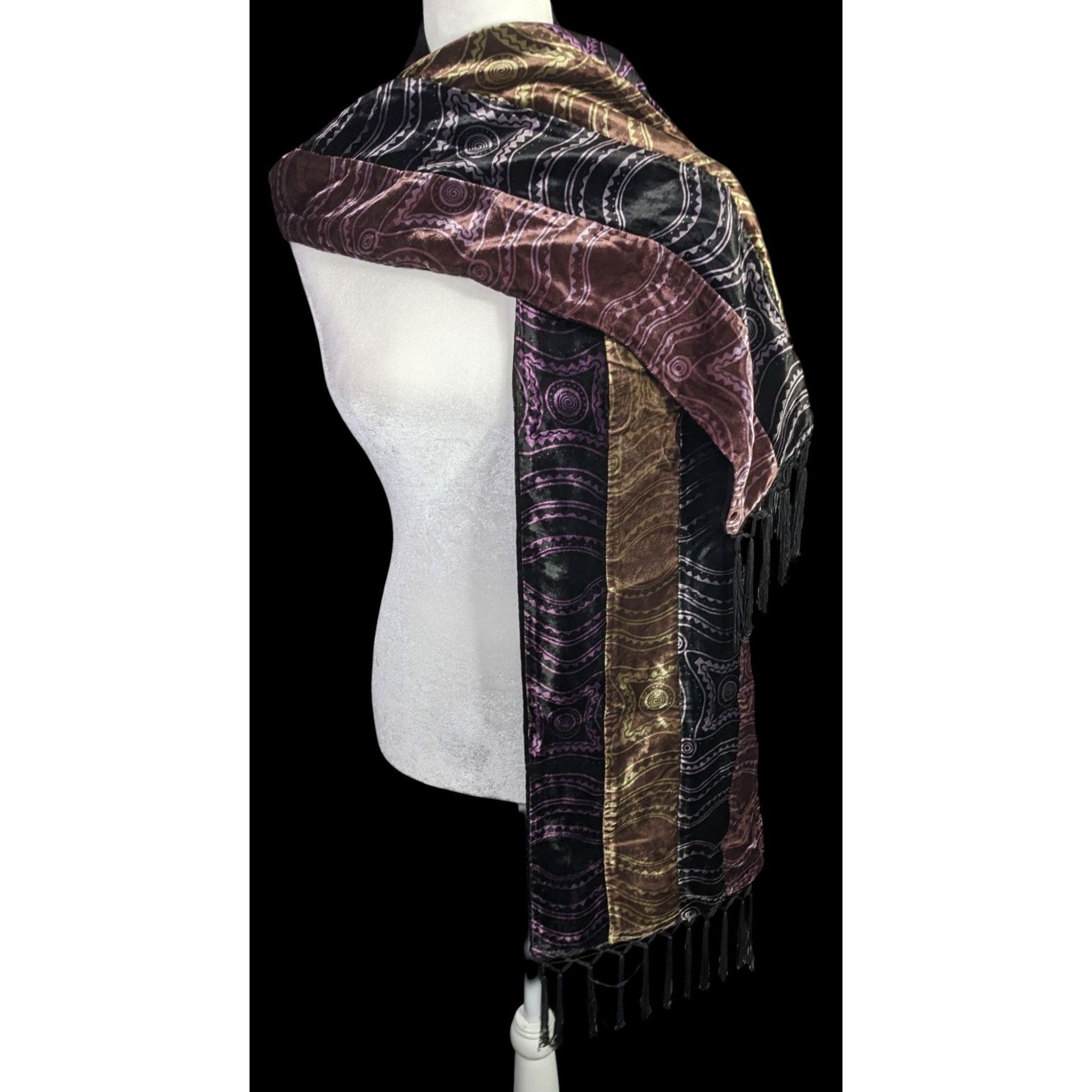 Other Michele Ratte Handmade Velvet Scarf With Fringe Multicolor Size ONE SIZE - 2 Thumbnail