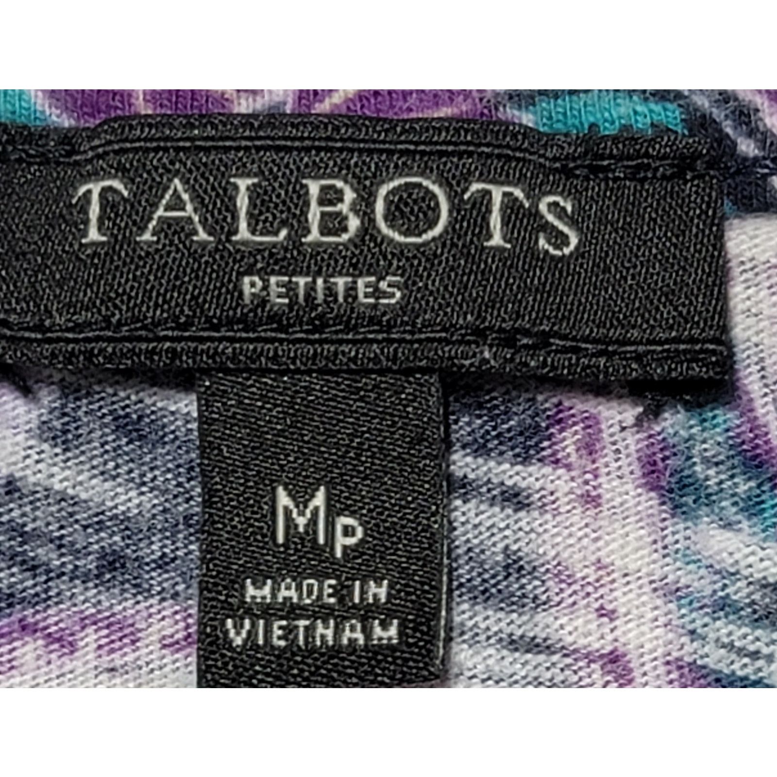 Other Talbots Navy Blue Purple Teal Paisley Print Top MP Stretchy Size M / US 6-8 / IT 42-44 - 4 Thumbnail