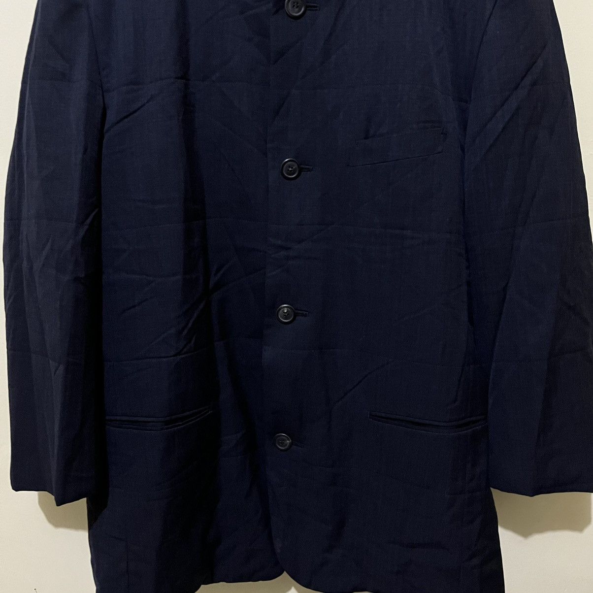 Issey Miyake 90s ISSEY MIYAKE - CHINESE COLLAR NAVY BLAZER Size 40S - 3 Thumbnail