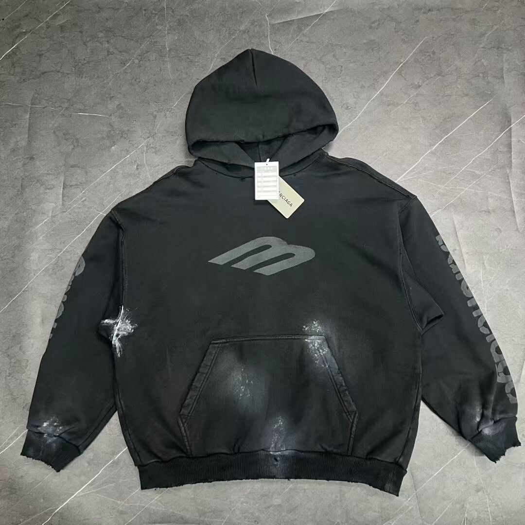 Balenciaga Balenciaga Paint Splatter Distressed Hoodie Size US M / EU 48-50 / 2 - 1 Thumbnail