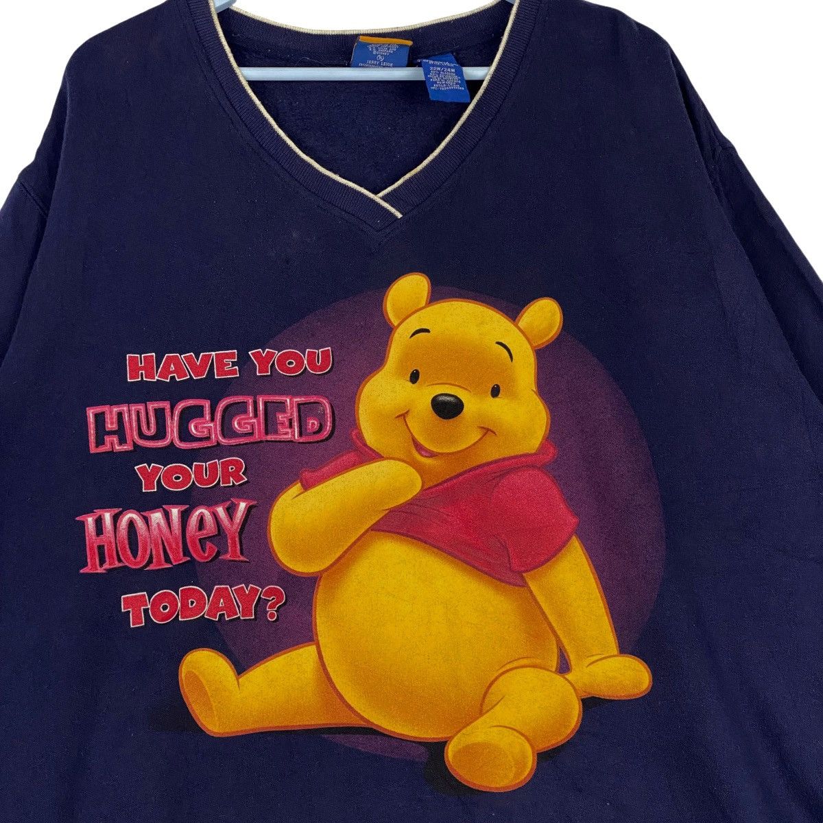Disney × Vintage Vintage Pooh Woman V-neck Sweatshirt Navy Blue Pullover Size XXL / US 16-18 / IT 52-54 - 4 Thumbnail