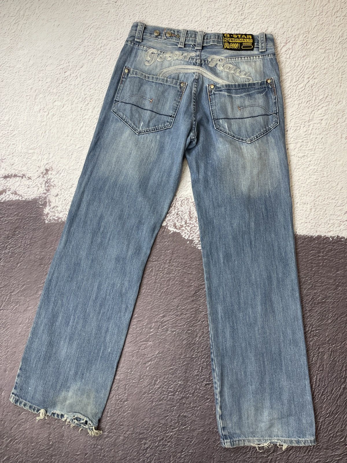 G-Star G-Star Raw vintage Elwood big logo distressed denim jeans Size US 31 - 1 Thumbnail