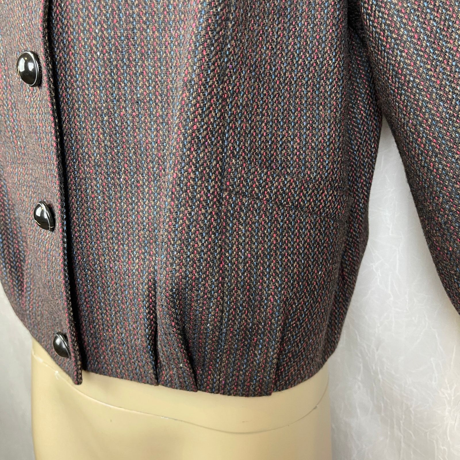 Vintage VTG Y2K Semantiks Cozy Tweed Jacket Brown Black Cottagecore Size M / US 6-8 / IT 42-44 - 6 Thumbnail