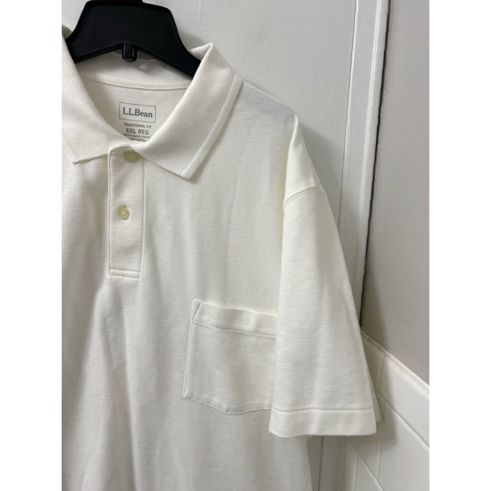 Vintage LL Bean Double L Polo Shirt Mens 2XL White Pocket Traditional S/S cotton 300457 Size US XXL / EU 58 / 5 - 4 Thumbnail
