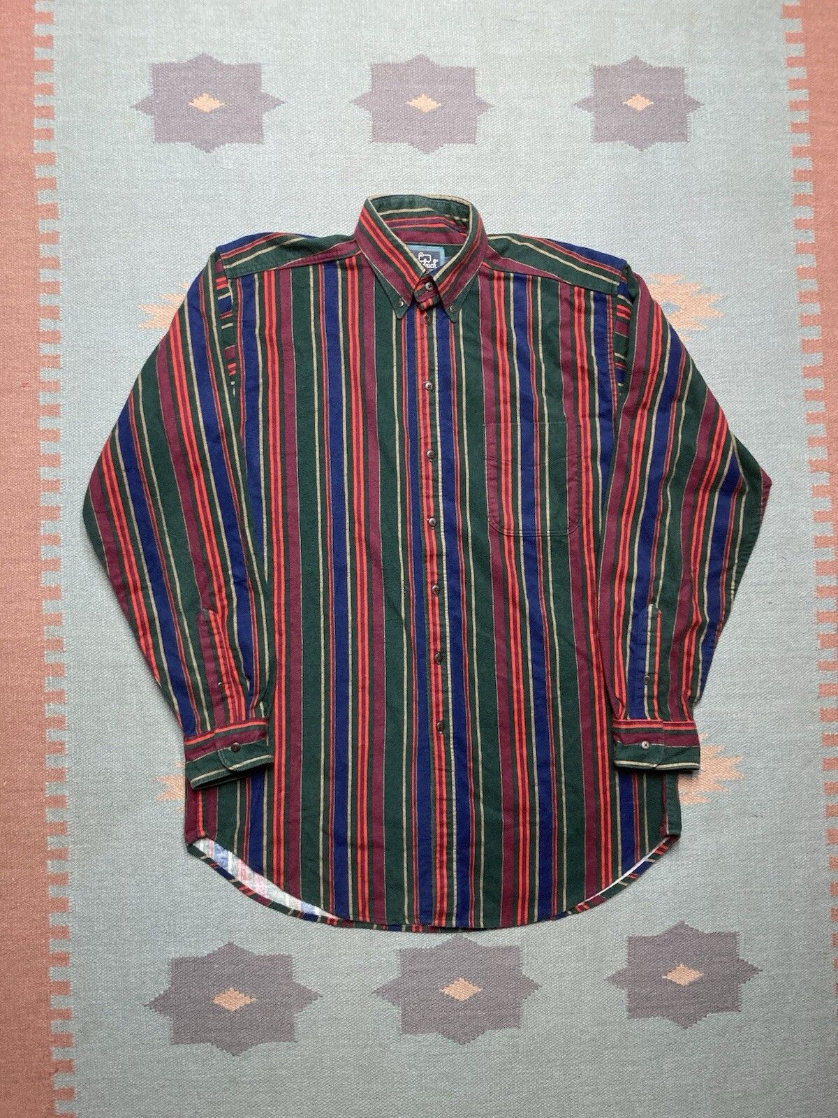 Vintage Woolrich chamois shirt stripe western brushpopper large long Size US L / EU 52-54 / 3 - 1 Thumbnail