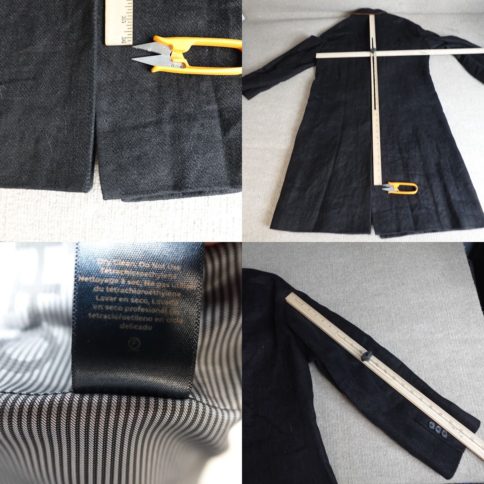 Vintage On This Day OTD Womens Coat OSZ Black Linen Oversized Long Sleeve Zip Casual Dry Clean Only Regular Size ONE SIZE - 9 Thumbnail