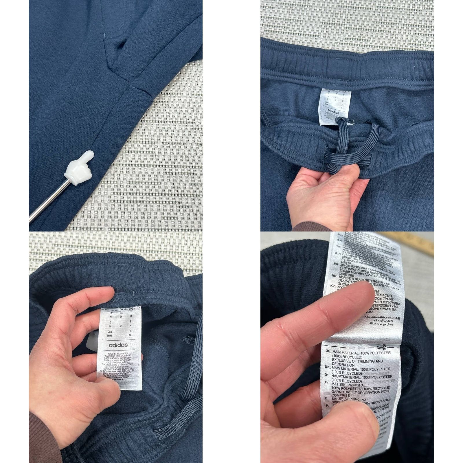 Adidas Adidas Track Pants Mens Medium Blue Mid Rise Drawstring Athleisure Gym Training Pants Blue Adidas Mens M Track Pants Size US 29 - 8 Thumbnail