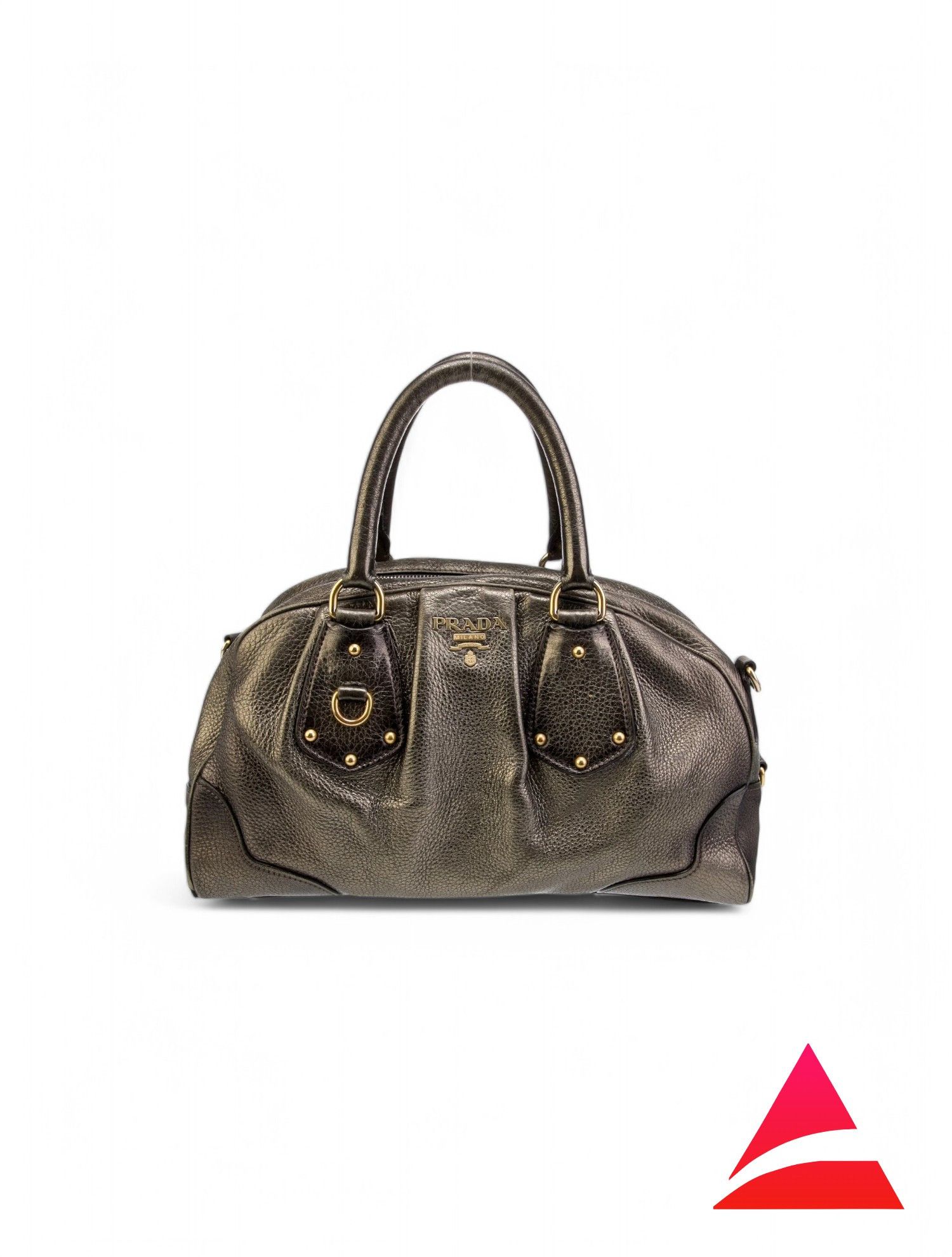 Prada Prada - Vitello Dino Metallic Vintage Leather Handbag Size ONE SIZE - 1 Thumbnail
