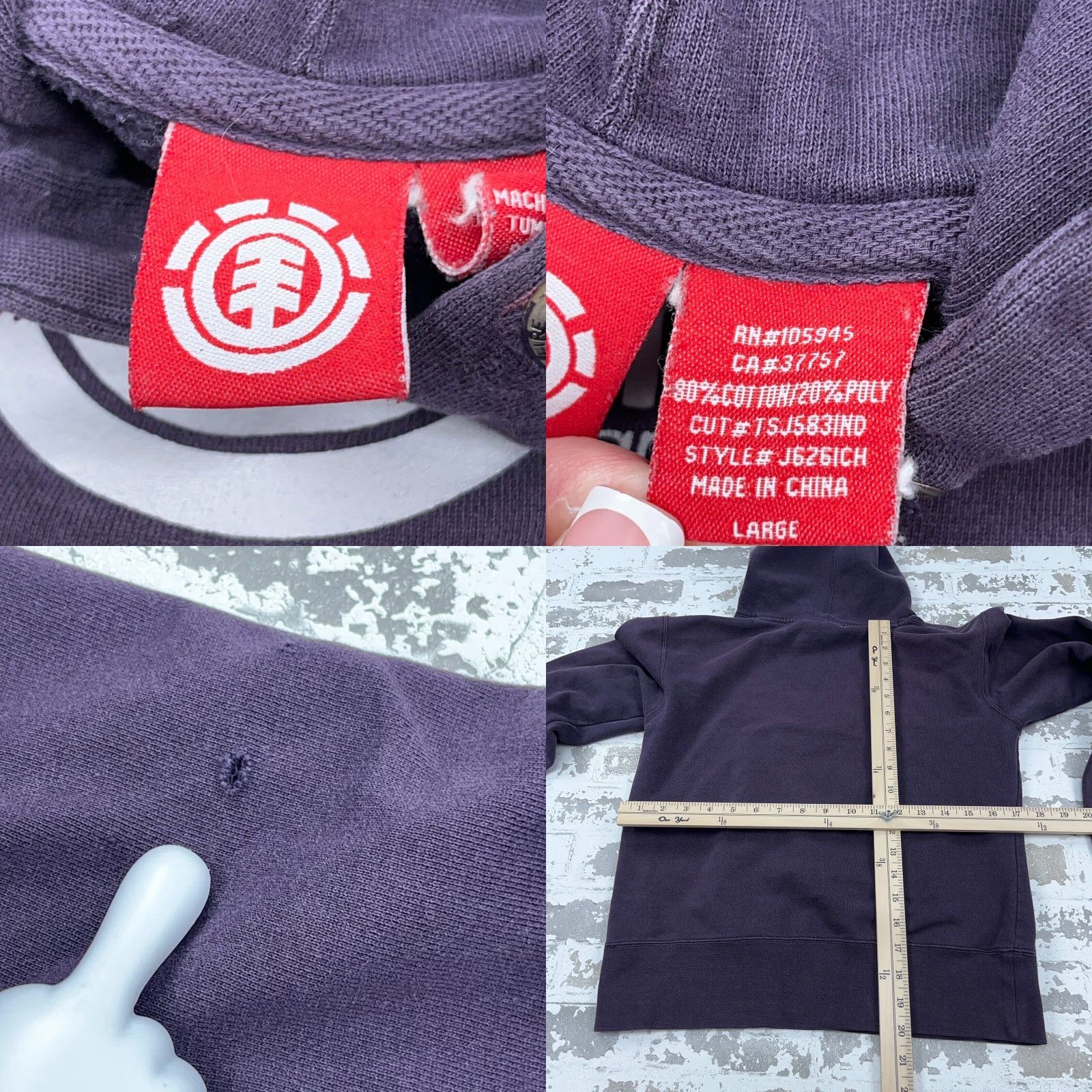 Element VINTAGE Element Hoodie Women L Purple White Embroidered Logo 90s Cartoon Graphic Print Raglan Sleeve Pockets Sweatshirt Sweater Fall Spring Winter Size L / US 10 / IT 46 - 8 Thumbnail