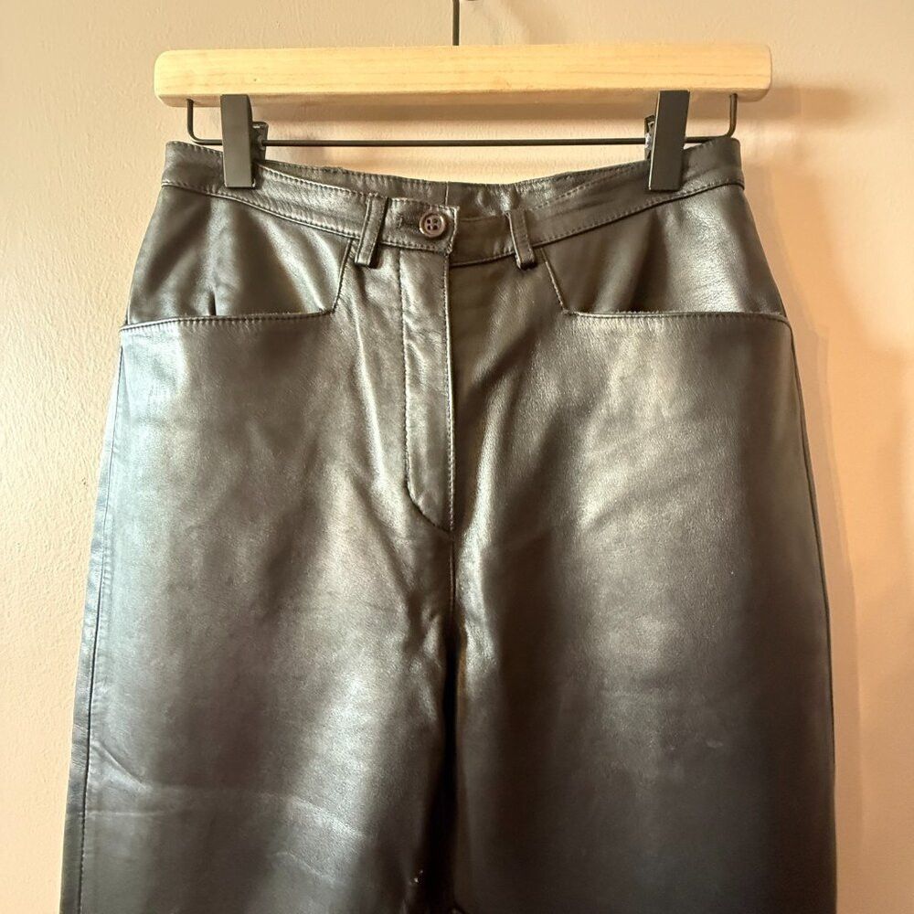 Donald Pliner Donald J Pliner Black Real Leather High Rise Ankle Zip Pant Size 27" / US 4 / IT 40 - 4 Thumbnail