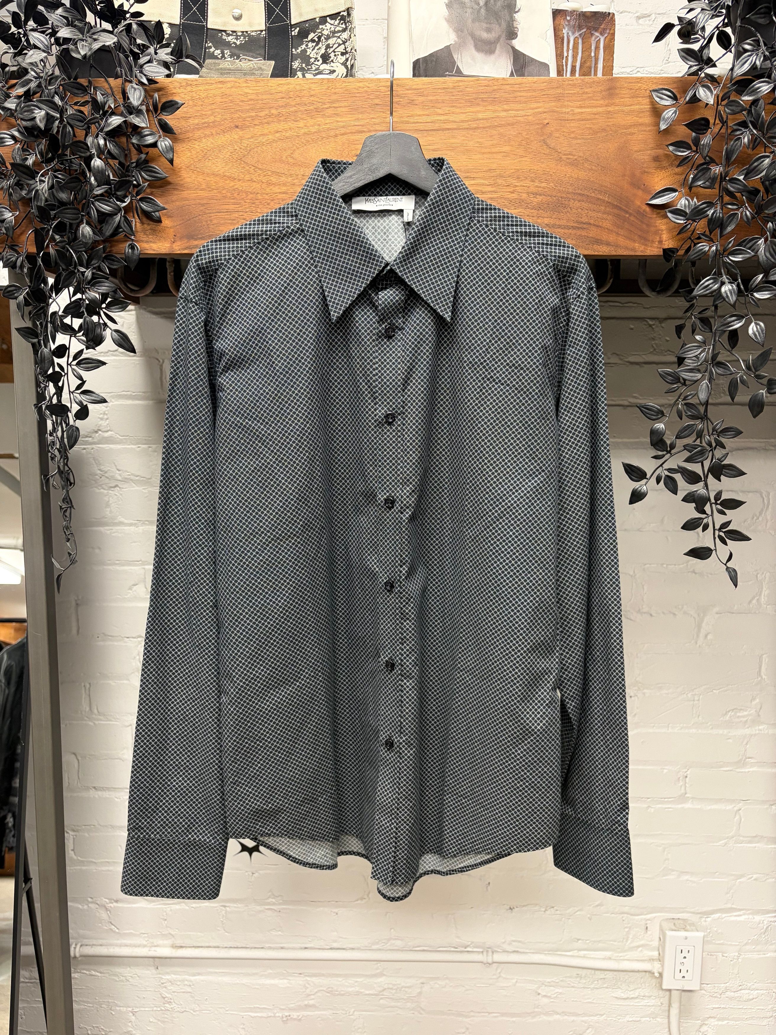 Saint Laurent Paris Yves Saint Laurent Rive Gauche ‘Micro Dot’ Button Down Shirt Size US M / EU 48-50 / 2 - 1 Thumbnail
