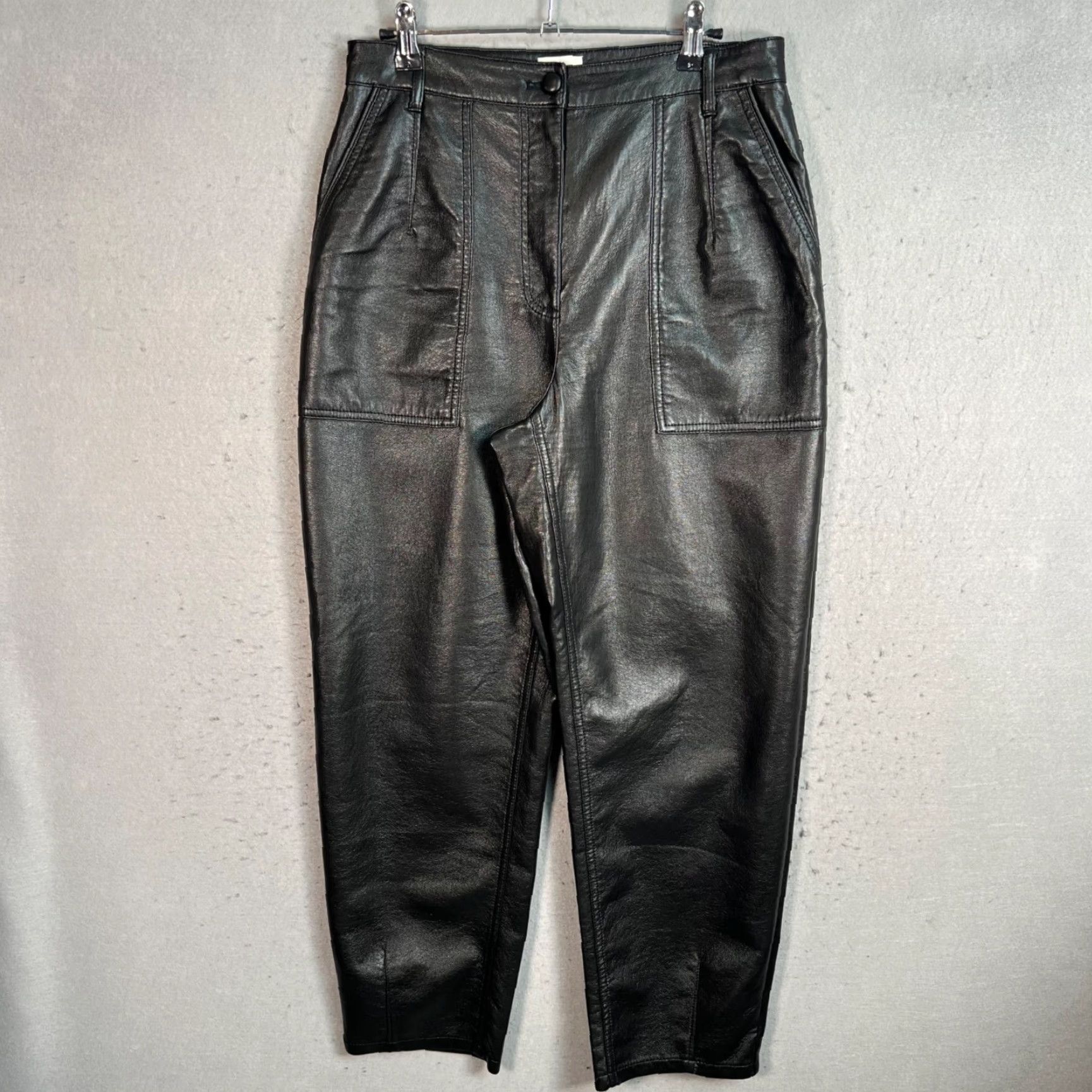 Vintage Wilfred Womens Black High-Waisted Faux Leather Tapered Leg Pants 8 Size 30" / US 8 / IT 44 - 2 Thumbnail