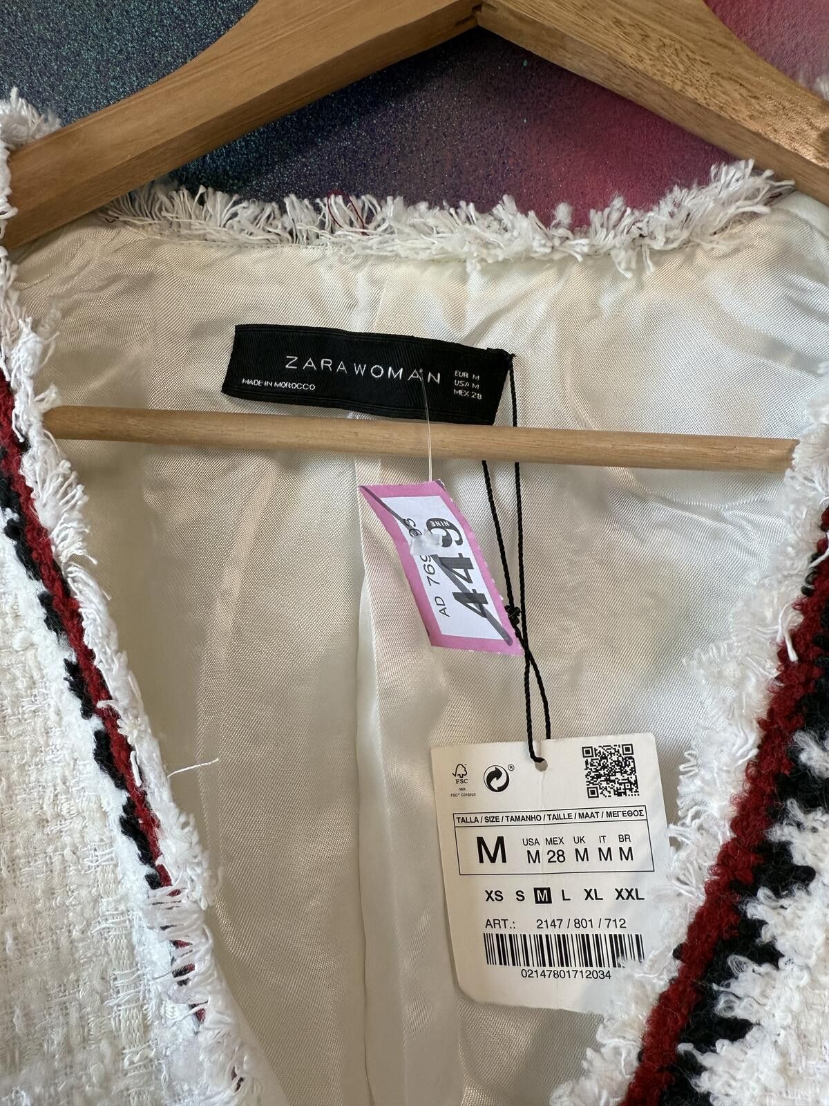 Other Zara women cream textured tweed jacket with braided trim Size M / US 6-8 / IT 42-44 - 2 Thumbnail