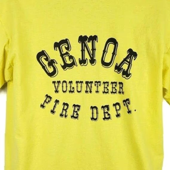 Hanes VINTAGE Genoa Volunteer Fire Department T Shirt Mens Large Made In USA 80s Hanes Firefighter Graphic Tee Yellow Size US L / EU 52-54 / 3 - 4 Thumbnail